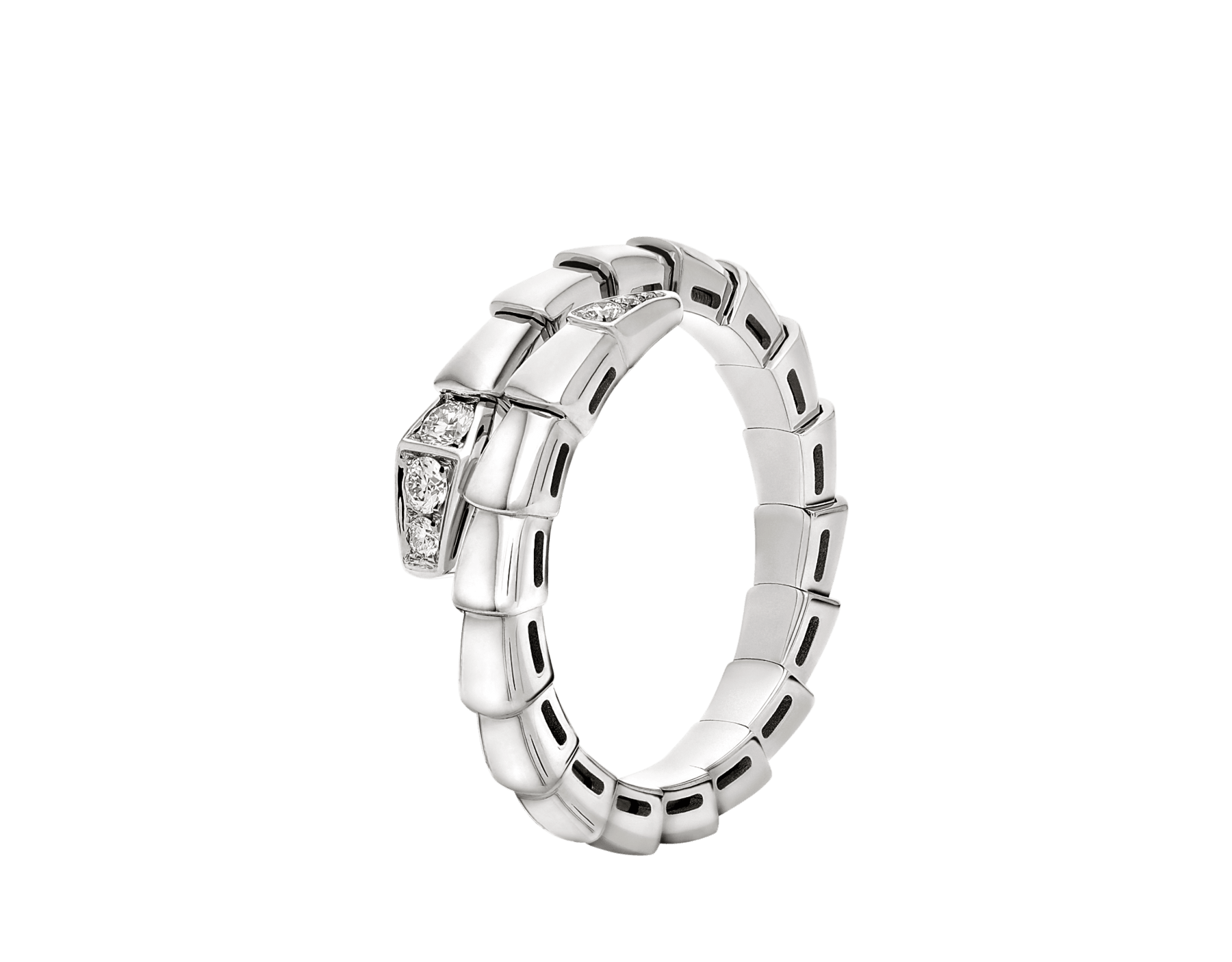 Anello a spirale Serpenti Viper in oro bianco 18 kt con testa e coda con pavé di diamanti. AN859915 image 1
