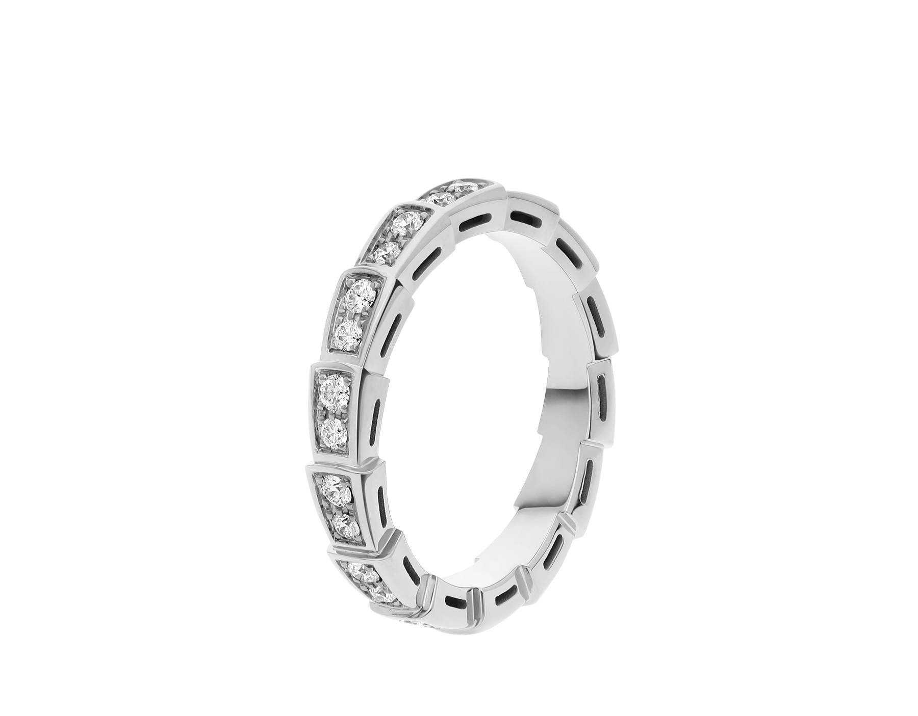 Serpenti Viper wedding band in 18 kt white gold, set with full pavé diamonds. AN856949 image 1
