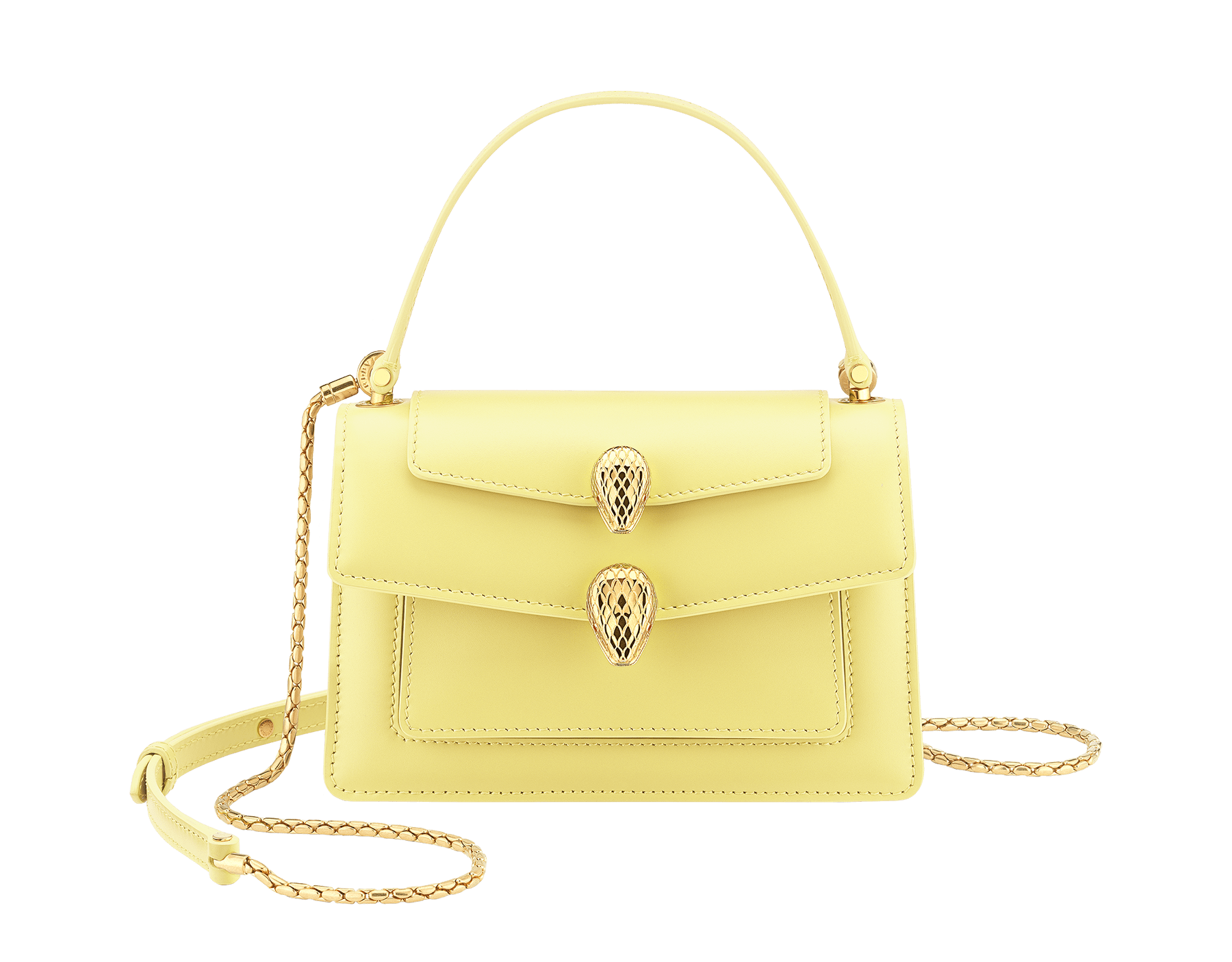 Alexander Wang x Bulgari small belt bag in sunbeam citrine calf leather with black nappa leather lining. Captivating double Serpenti head closure in antique gold-plated brass embellished with red enamel eyes. 291889 image 1