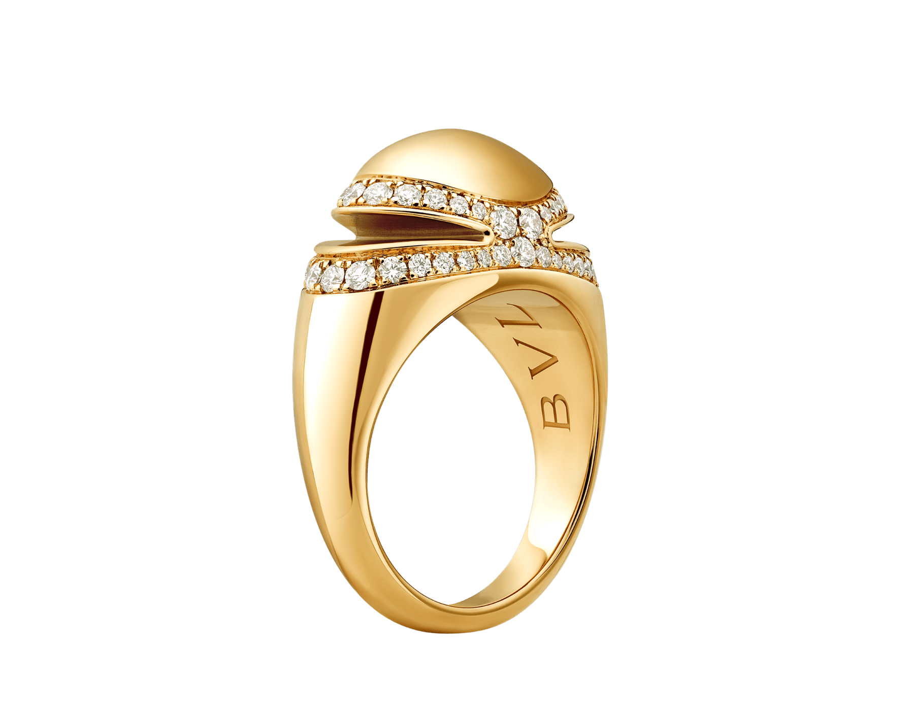 Bvlgari Cabochon 18 kt yellow gold ring set with demi pavé diamonds AN860328 image 1