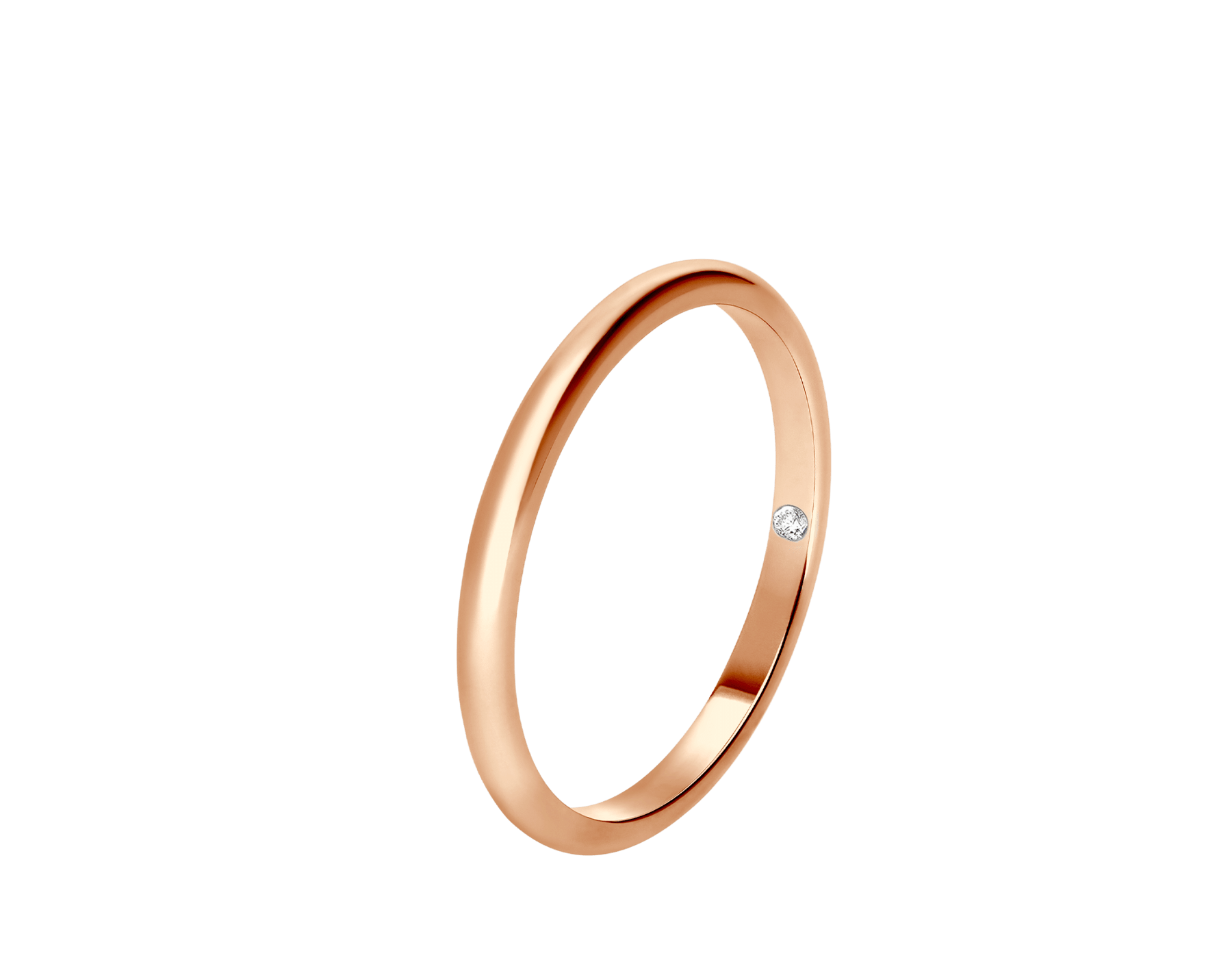 Roma Amor 18 kt rose gold wedding band set with a diamond inside AN859996 image 1