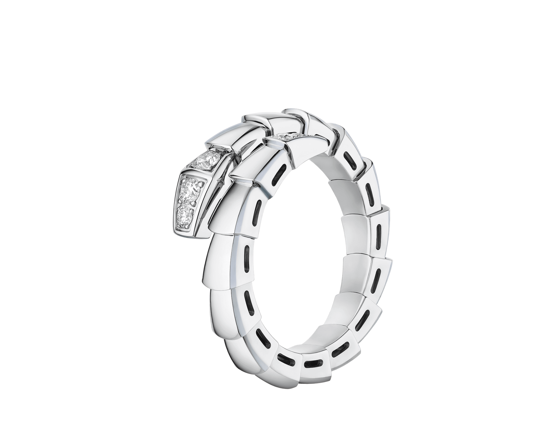 Anello a spirale Serpenti Viper in oro bianco 18 kt con testa e coda con pavé di diamanti. AN860481 image 1