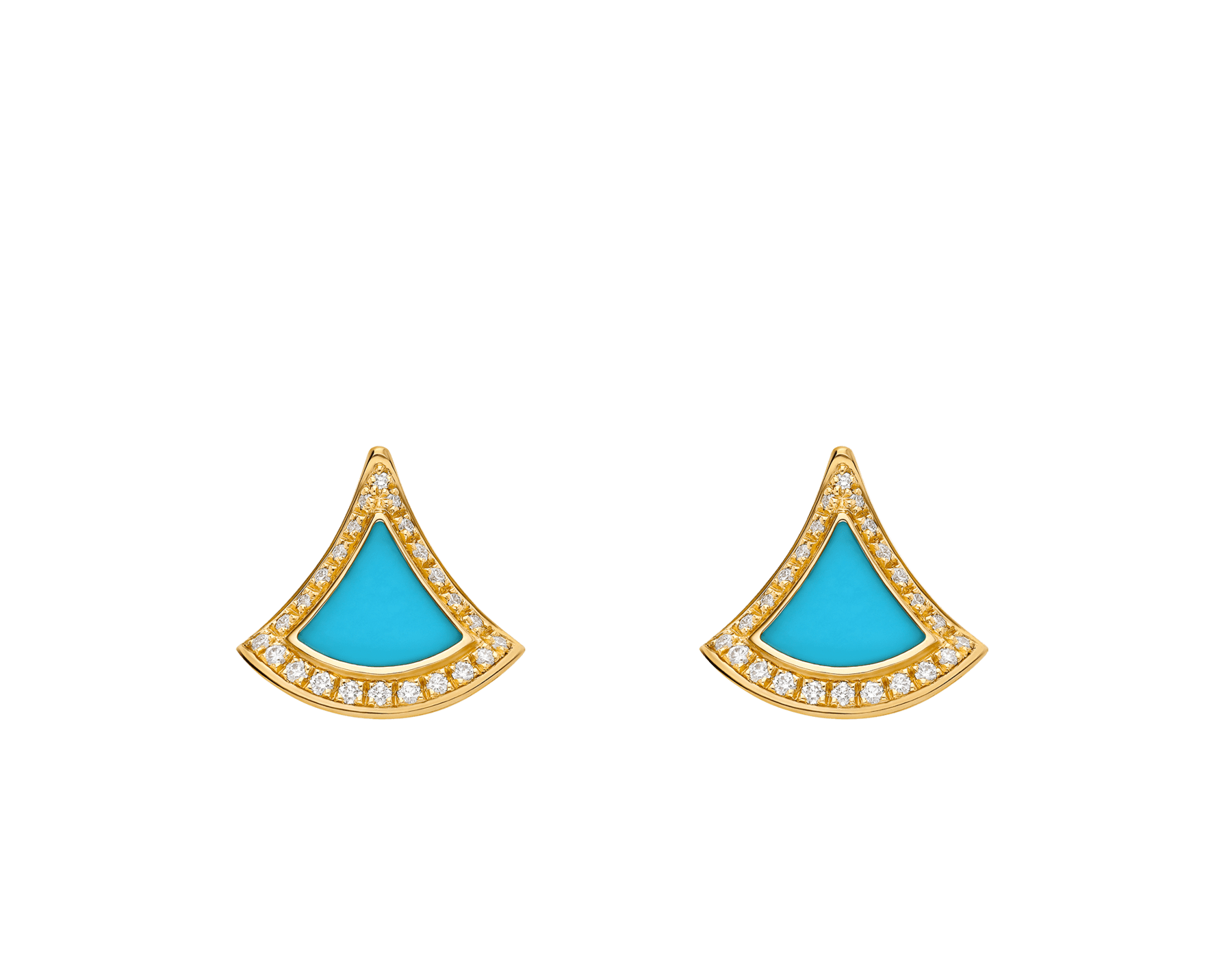 Boucles d’oreilles Divas' Dream en or jaune 18 K serties d'éléments en turquoise et pavé diamants 361442 image 1