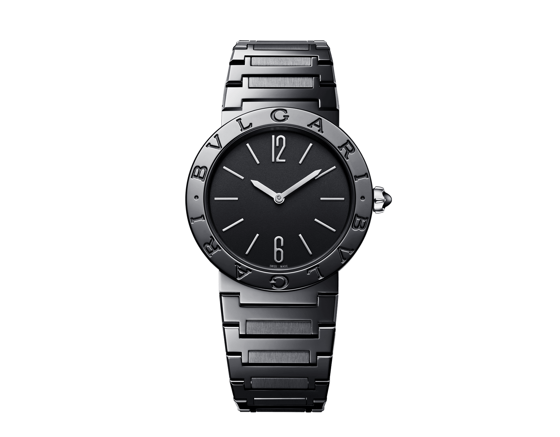 BVLGARI BVLGARI LADY watch with stainless steel case and bracelet with black DLC treatment, bezel engraved with double logo and black lacquered dial. Water-resistant up to 30 metres 103557 image 1