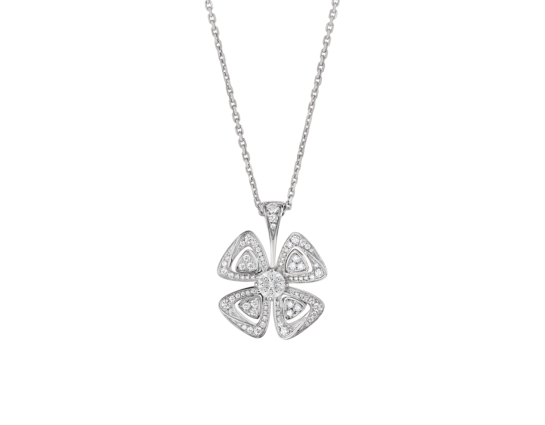 Fiorever 18 kt white gold necklace set with a central diamond (0.30 ct) and pavé diamonds (0.36 ct) 354496 image 1