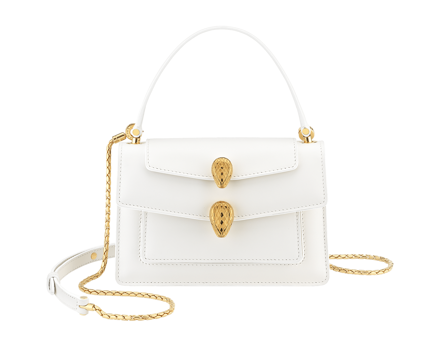"Alexander Wang x Bvlgari" belt bag in smooth Caramel Topaz beige calf leather. New double Serpenti head closure in antique gold-plated brass with alluring red enamel eyes. SFW-001-1029Sa image 1