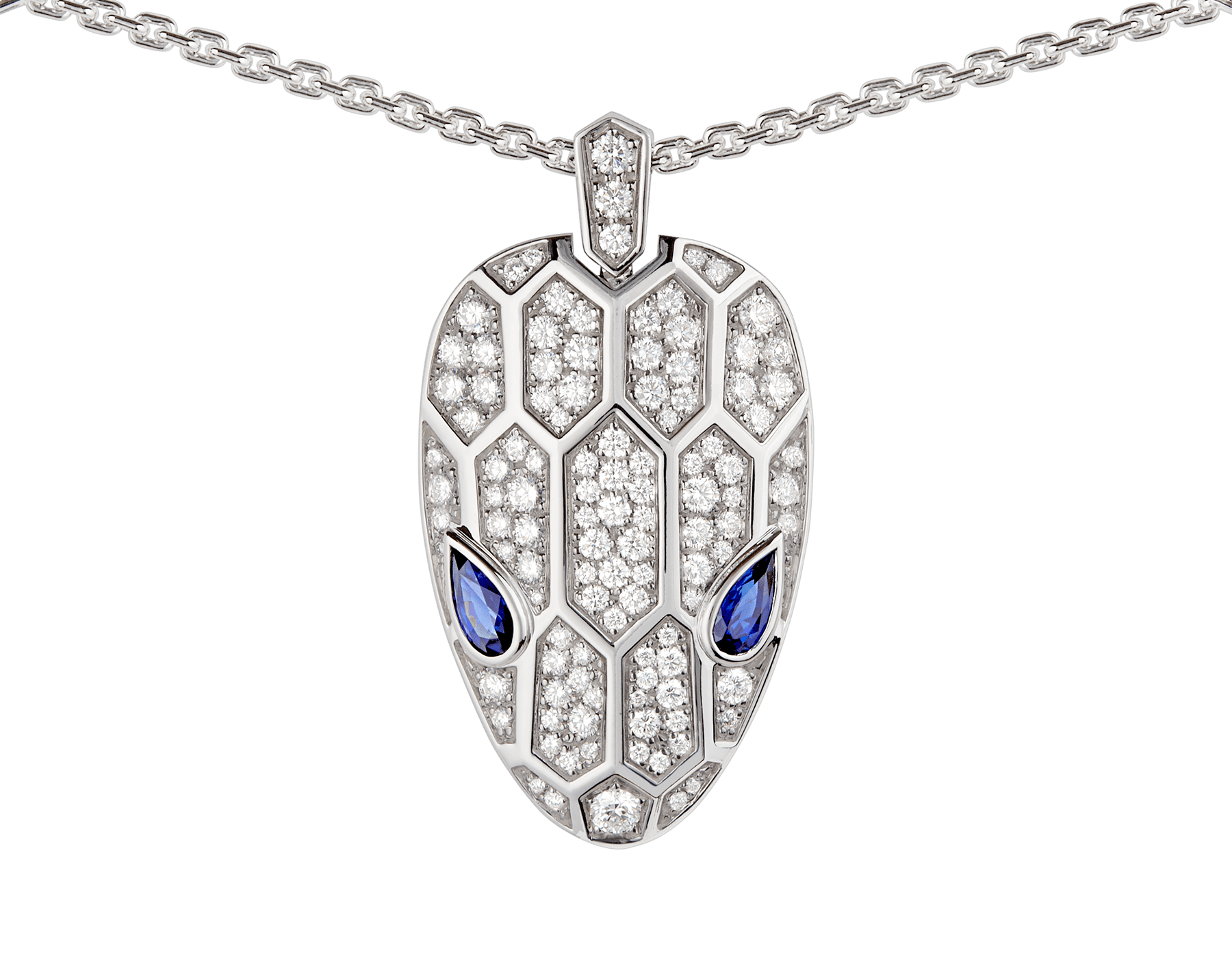 bulgari serpenti necklace in white gold and diamonds