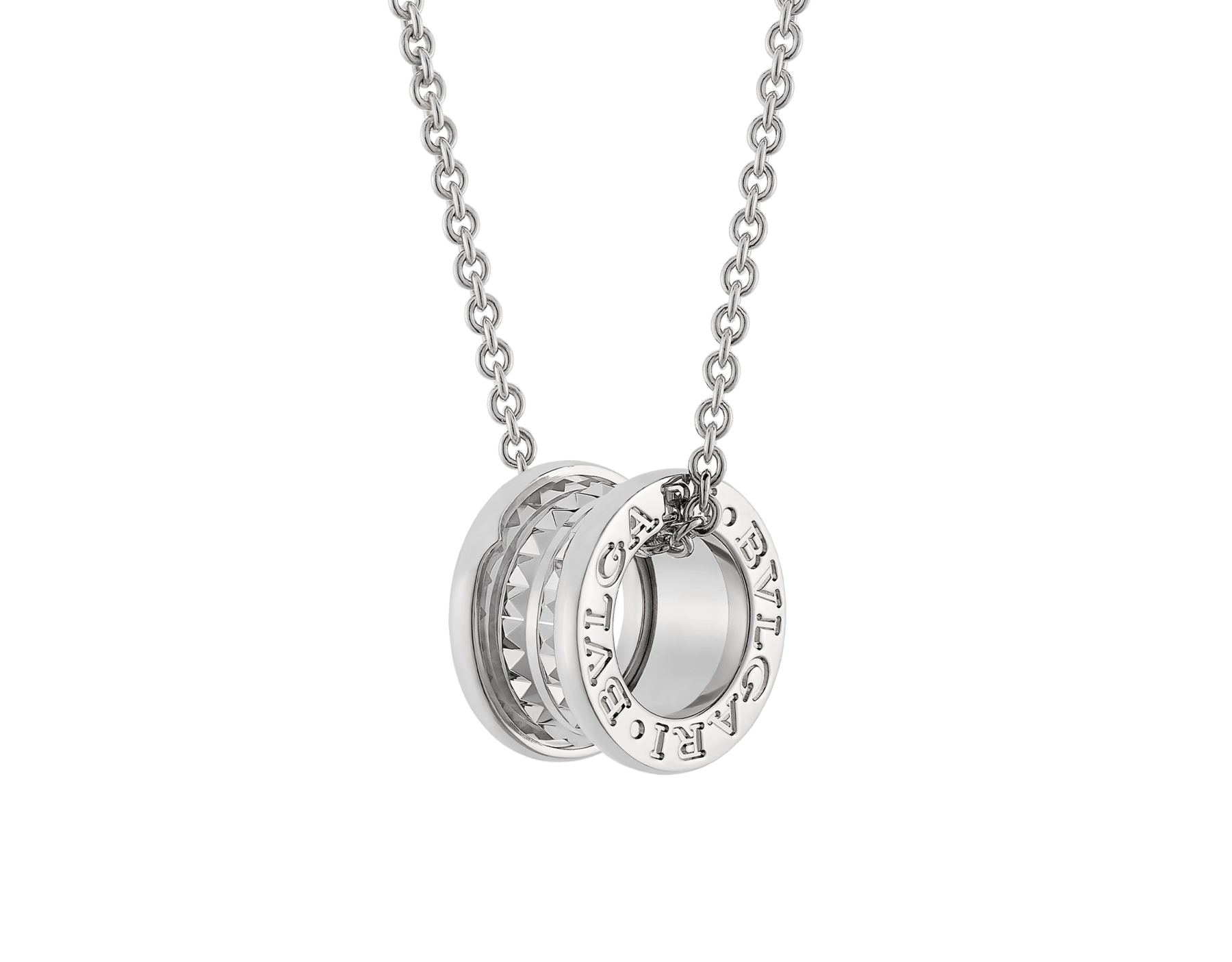 Save the Children sterling silver necklace with circular pendant inspired by B.zero1 Rock, and chain 361007 image 1