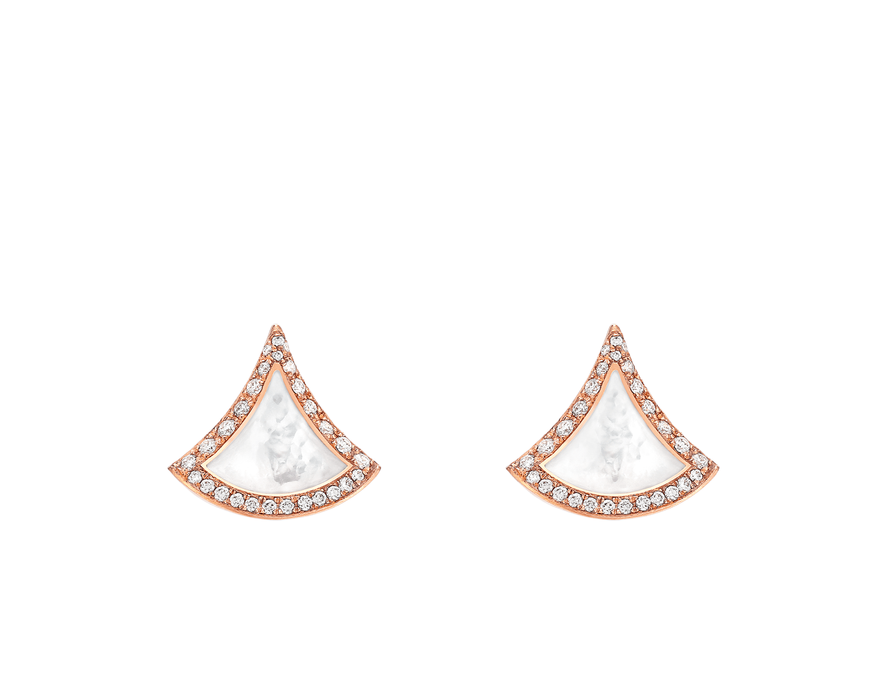 Divas' Dream stud earrings in 18 kt rose gold set with mother-of-pearl elements and pavé diamonds 358899 image 1