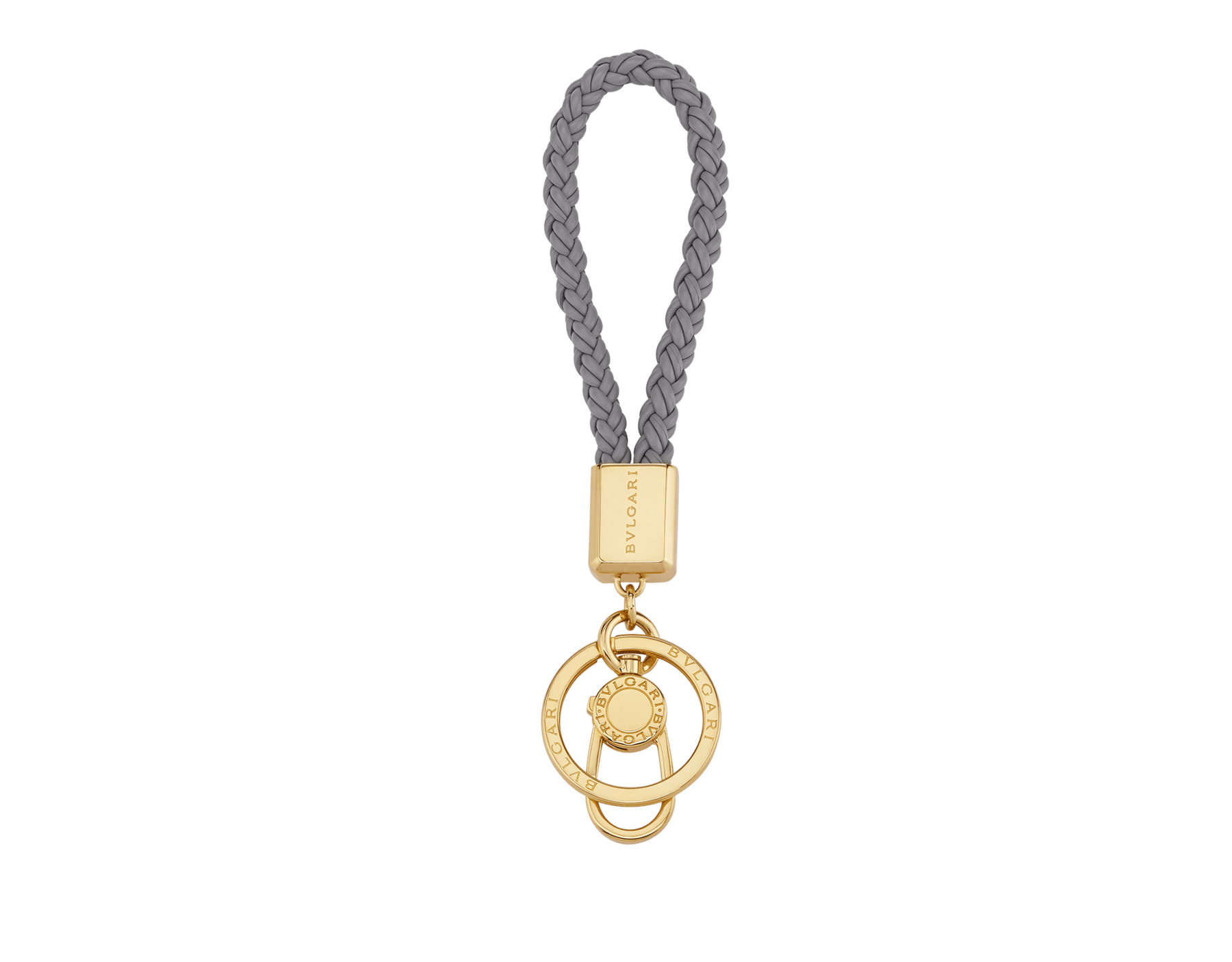 BVLGARI BVLGARI 編穗鑰匙圈，採用柔軟的皇家紅寶石色編穗小牛皮。金色黃銅彈簧扣和鑰匙圈，飾以 BVLGARI 雙品牌標誌。 BB-BRAIDKEYCH image 1