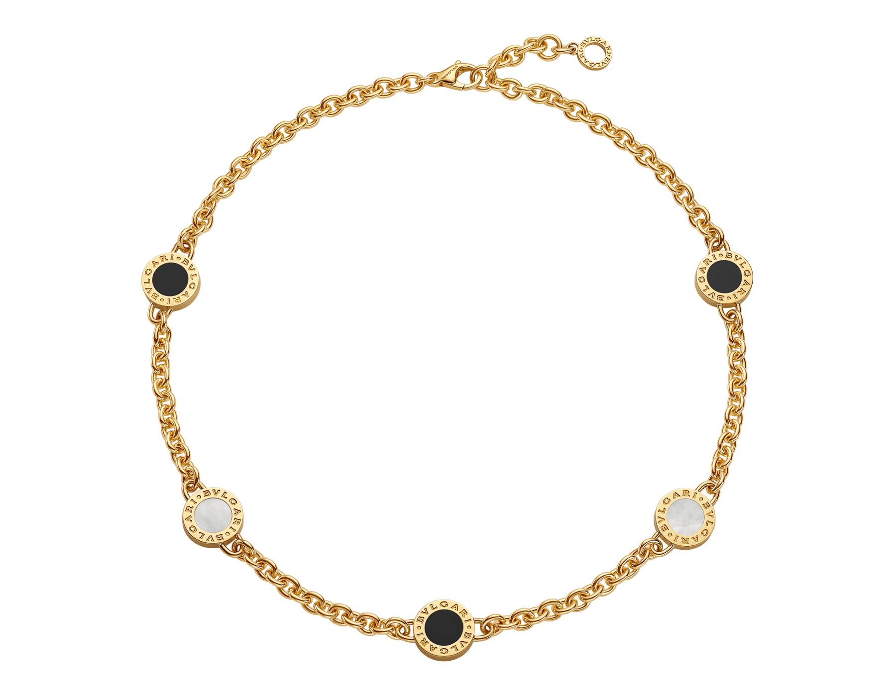 Bvlgari Bvlgari 18 kt yellow gold chain necklace set with mother-of-pearl and onyx elements 361918 image 1