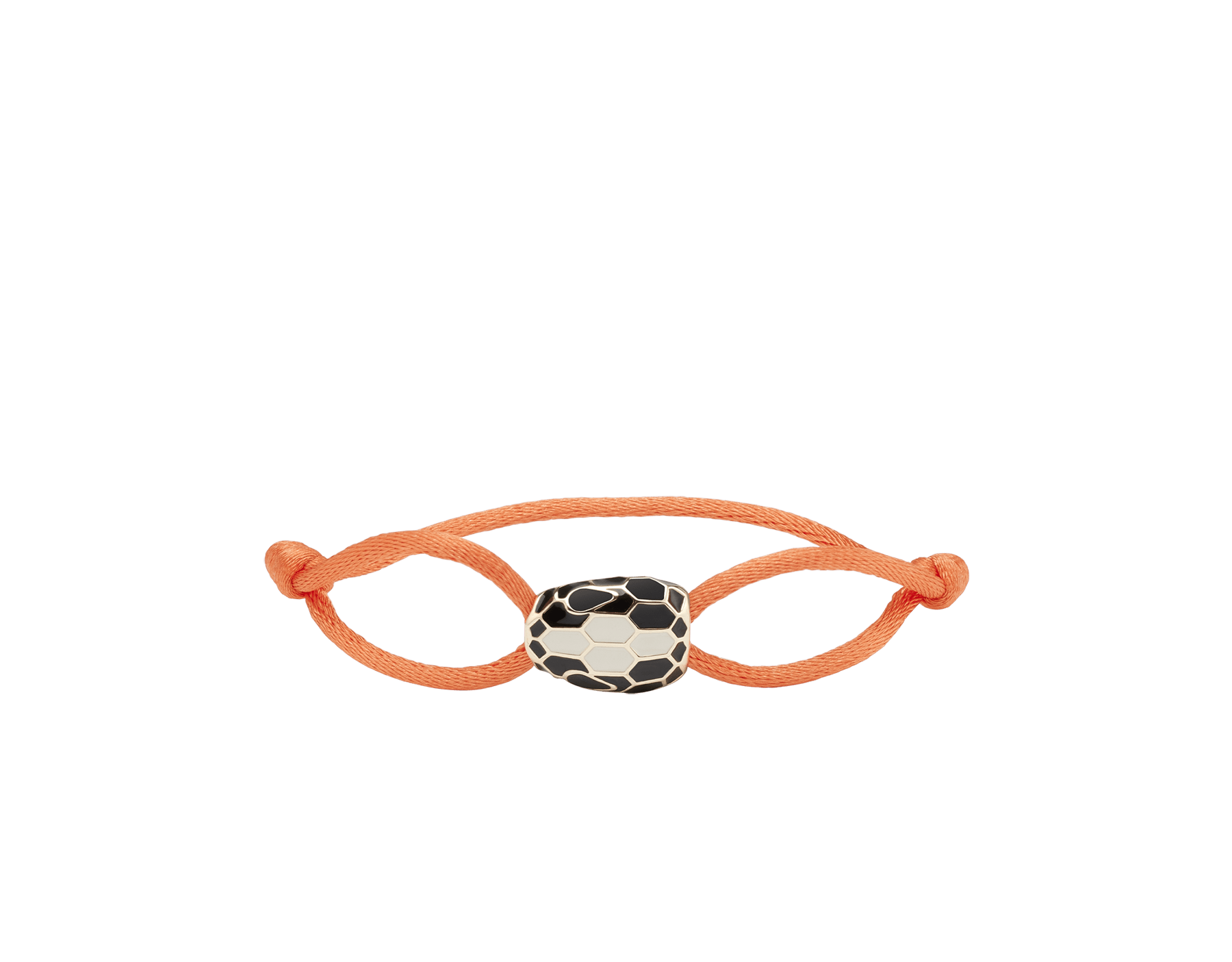 Serpenti Forever Armband aus Stoff in Rose Gold Rosa mit ikonischem Schlangenkopf-Dekor aus hell vergoldetem Messing mit schwarzer und achatweißer Emaille sowie verführerischen Augen aus schwarzer Emaille. SERP-STRINGa image 1