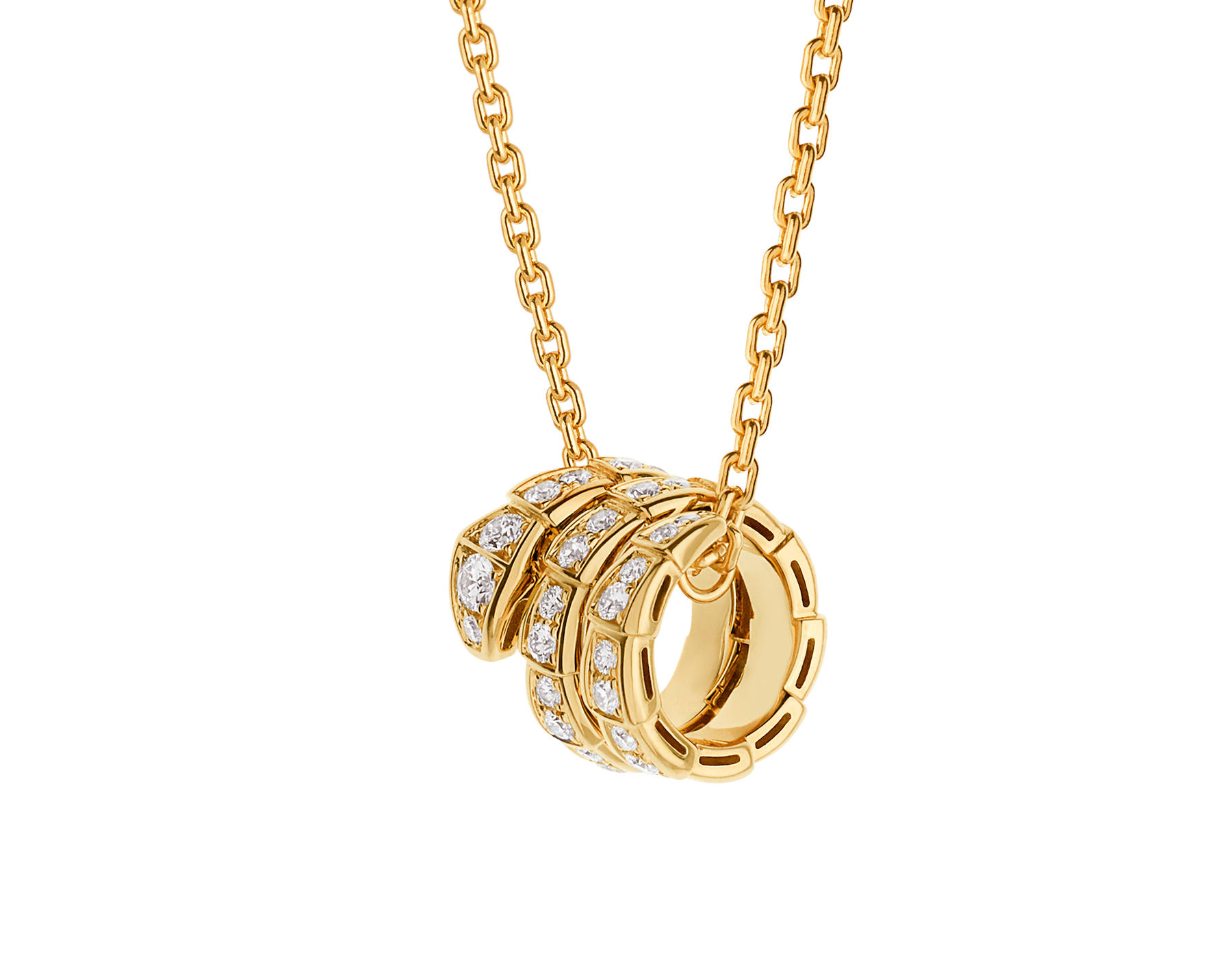 Serpenti Viper 18 kt yellow gold pendant necklace set with pavé diamonds 357936 image 1
