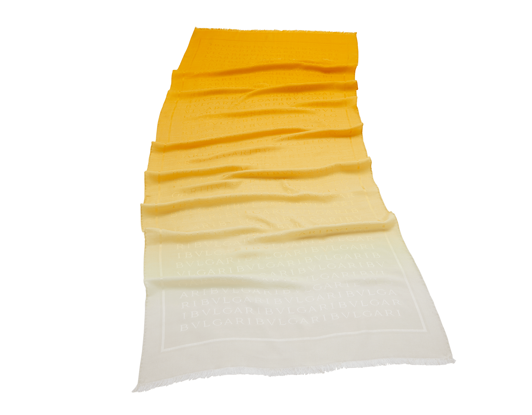 Lettere Maxi Shade stole in fine sun citrine yellow silk wool with dégradé effect. LETTEREMAXISHADE image 1