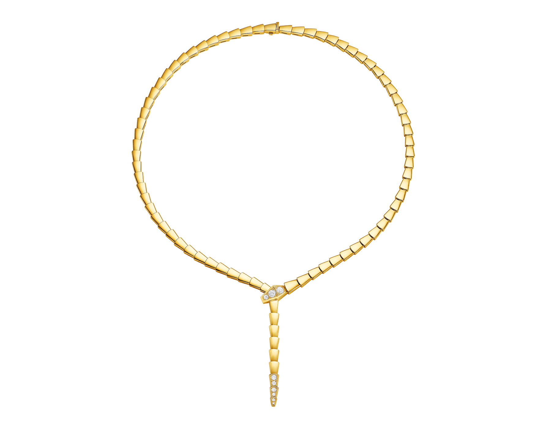 Serpenti Viper 18 kt yellow gold necklace set with pavé diamonds on the head and tail CL860659 image 1