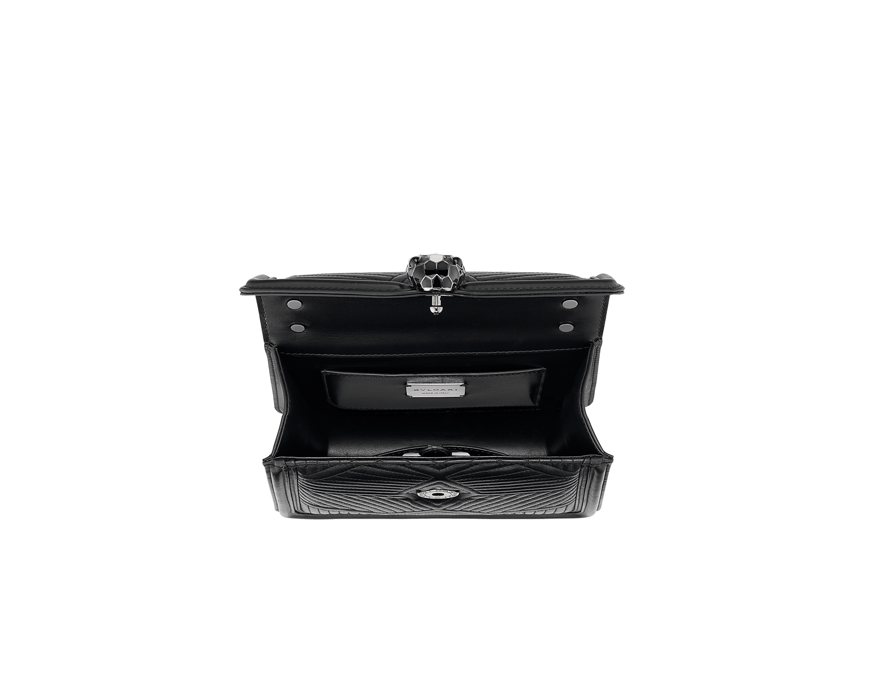 black quilted suitcase