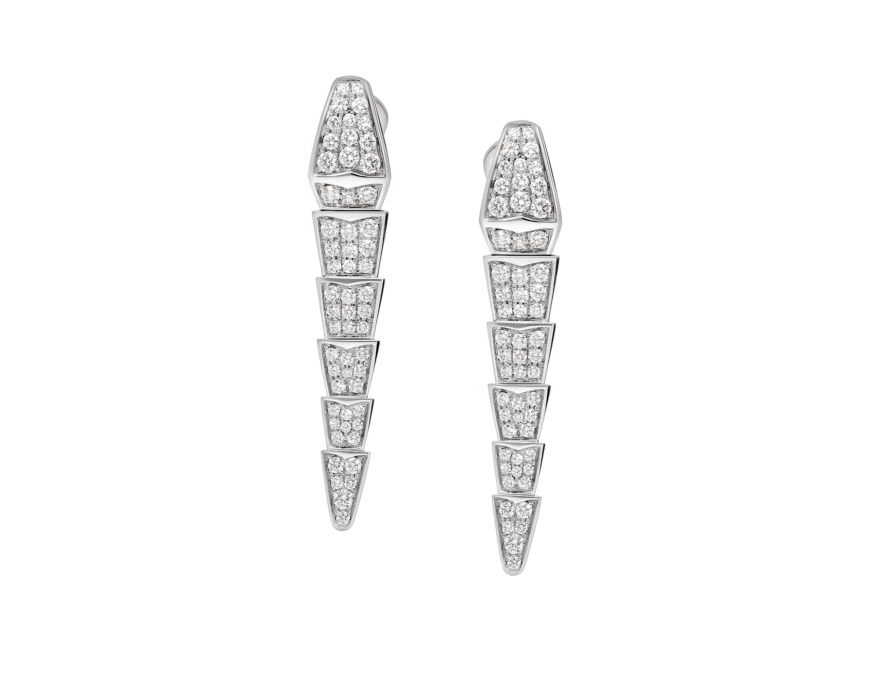 Serpenti Viper earrings in 18 kt white gold, set with full pavé diamonds. 348320 image 1
