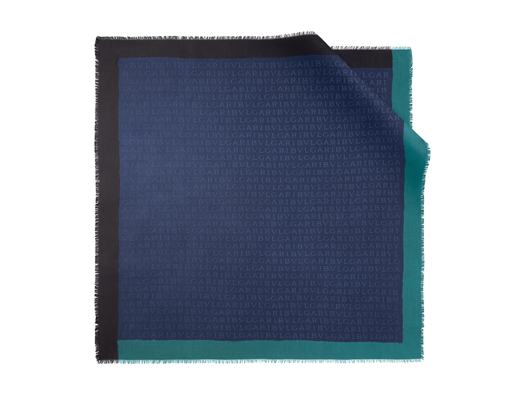 Black "Logoquadro" scarf in fine silk wool. LOGOQUADRO image 1