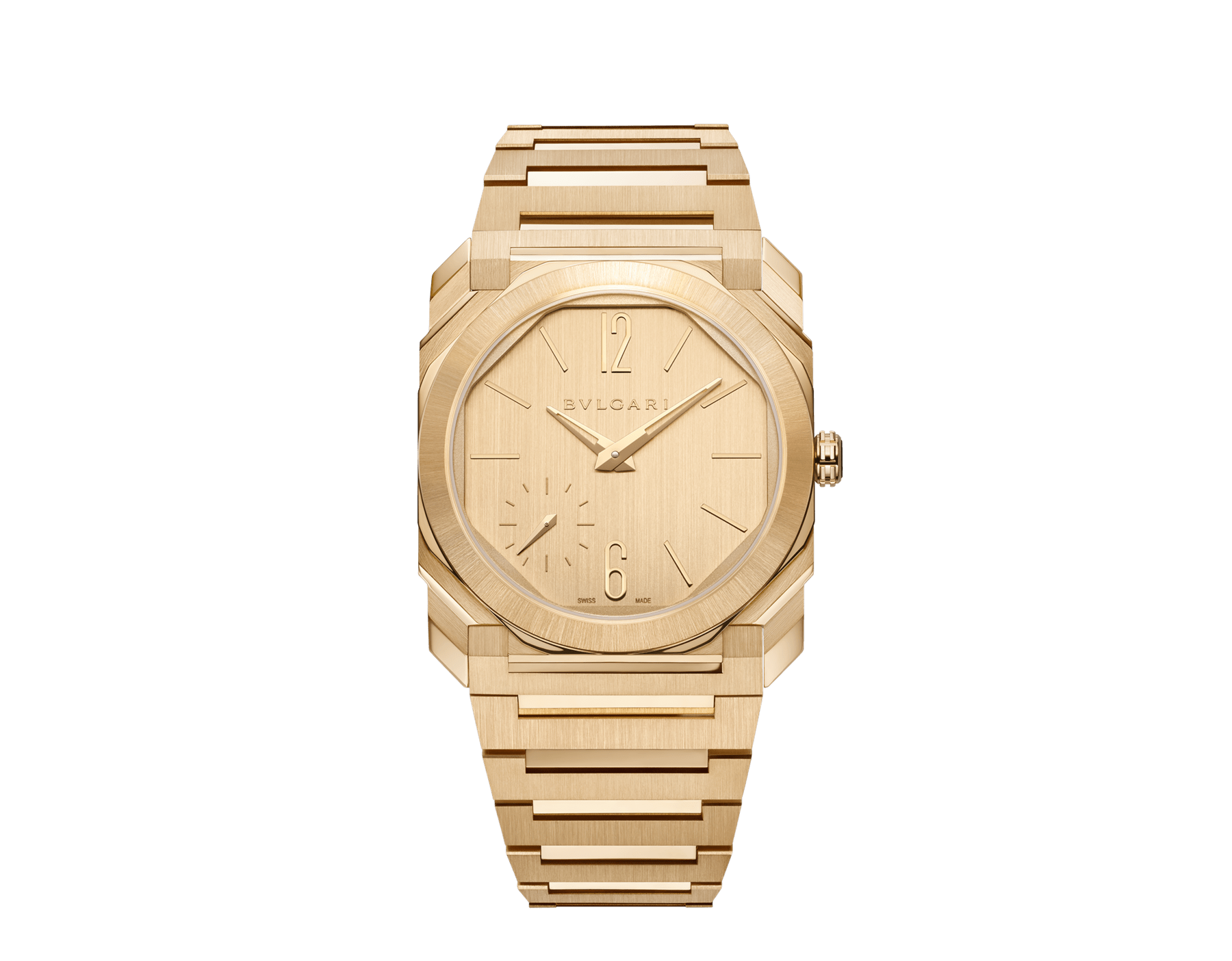 Octo Finissimo Automatic watch in satin-polished 18 kt yellow gold case and bracelet with extra thin mechanical manufacture movement, automatic winding, small seconds and 18 kt yellow gold dial. Water-resistant up to 30 metres. 104120 image 1