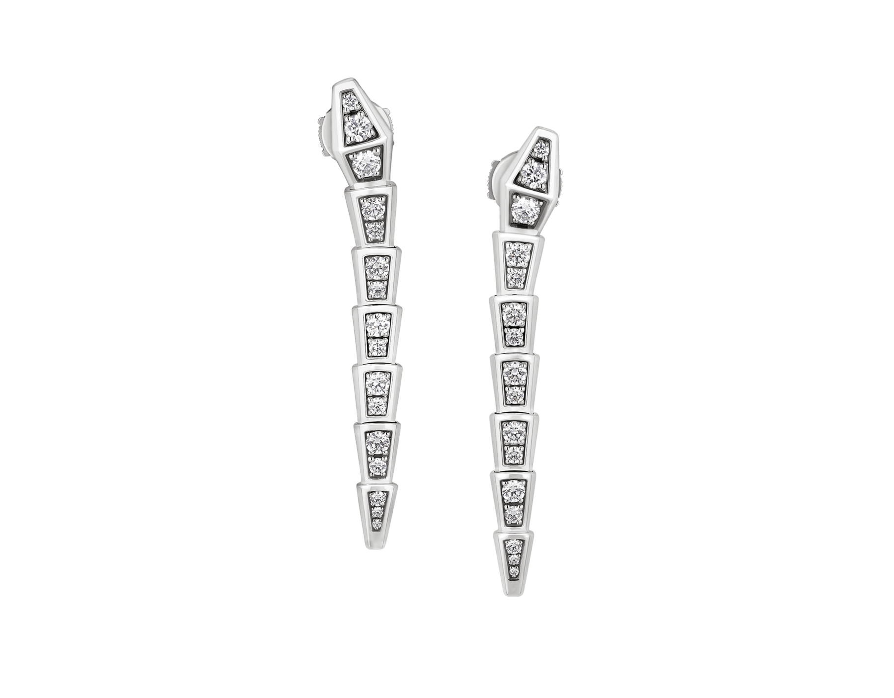 Serpenti Viper 18 kt white gold pendant earrings set with pavé diamonds 361552 image 1