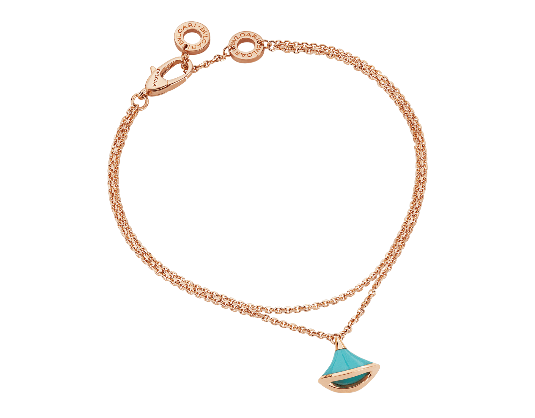 DIVAS' DREAM bracelet in 18 kt rose gold with pendant set with torquoise. BR859639 image 1