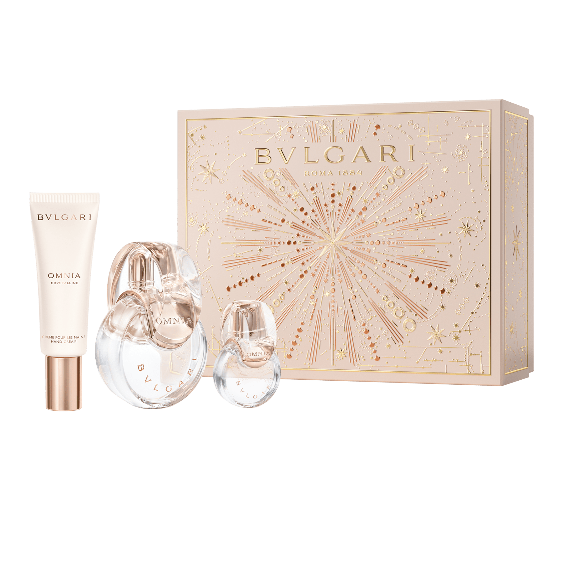 Celebrate the joy of the holiday season with the Omnia Crystalline gift set, featuring a 100ml Eau de Toilette, a 15 ml Eau de Toilette travel size and a 40 ml Hand Cream, designed to make every moment of gifting more special. 42894 image 1