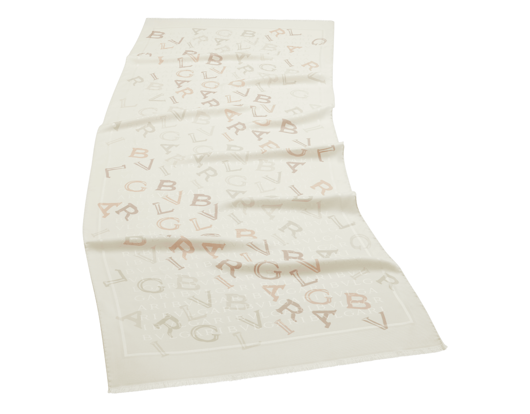 Lettere Maxi Diagonal stole in fine white agate silk wool. Made of 60% silk, 40% wool. LETTEREMXDIAG image 1
