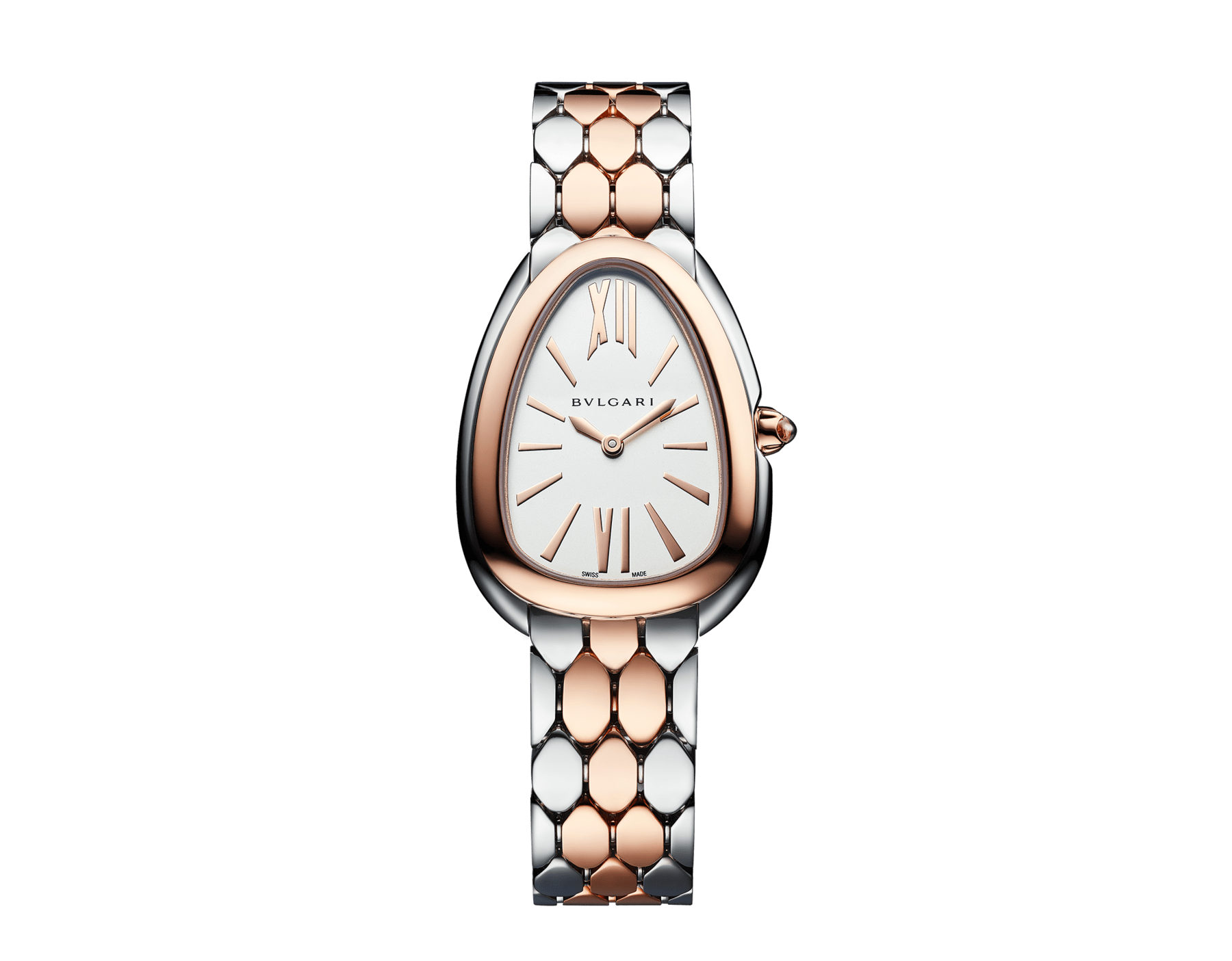 Orologio Serpenti Seduttori con cassa e bracciale in acciaio inossidabile e oro rosa 18 kt e quadrante opalino argento. 103948 image 1