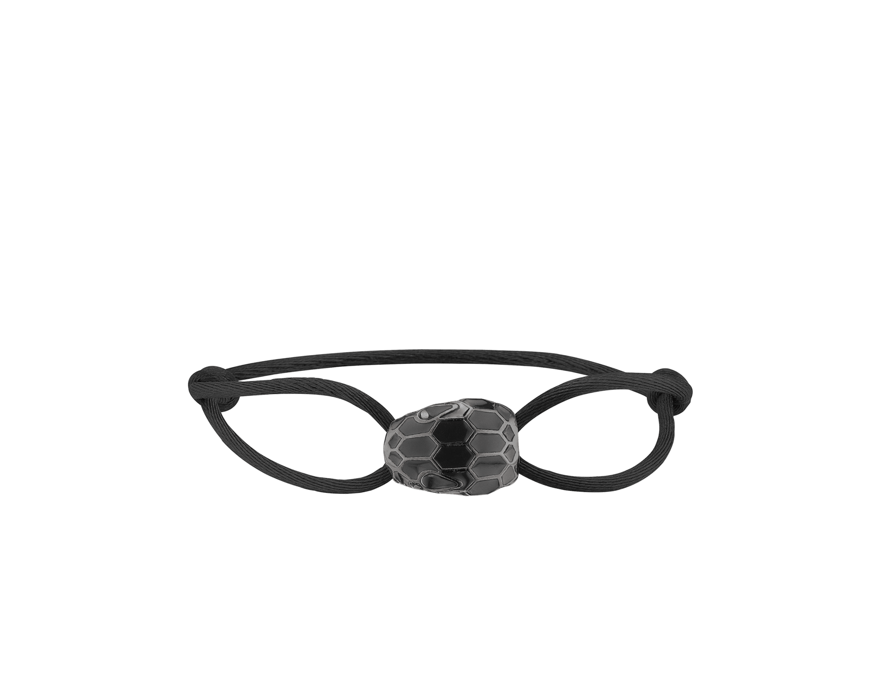 Bracciale "Serpenti Forever" in tessuto blu Midnight Sapphire. Accattivante motivo "Serpenti" in ottone placcato oro chiaro con squame in smalto nero e glitter grigio Hawk's Eye e seducenti occhi in smalto nero. SERP-STRINGd image 1