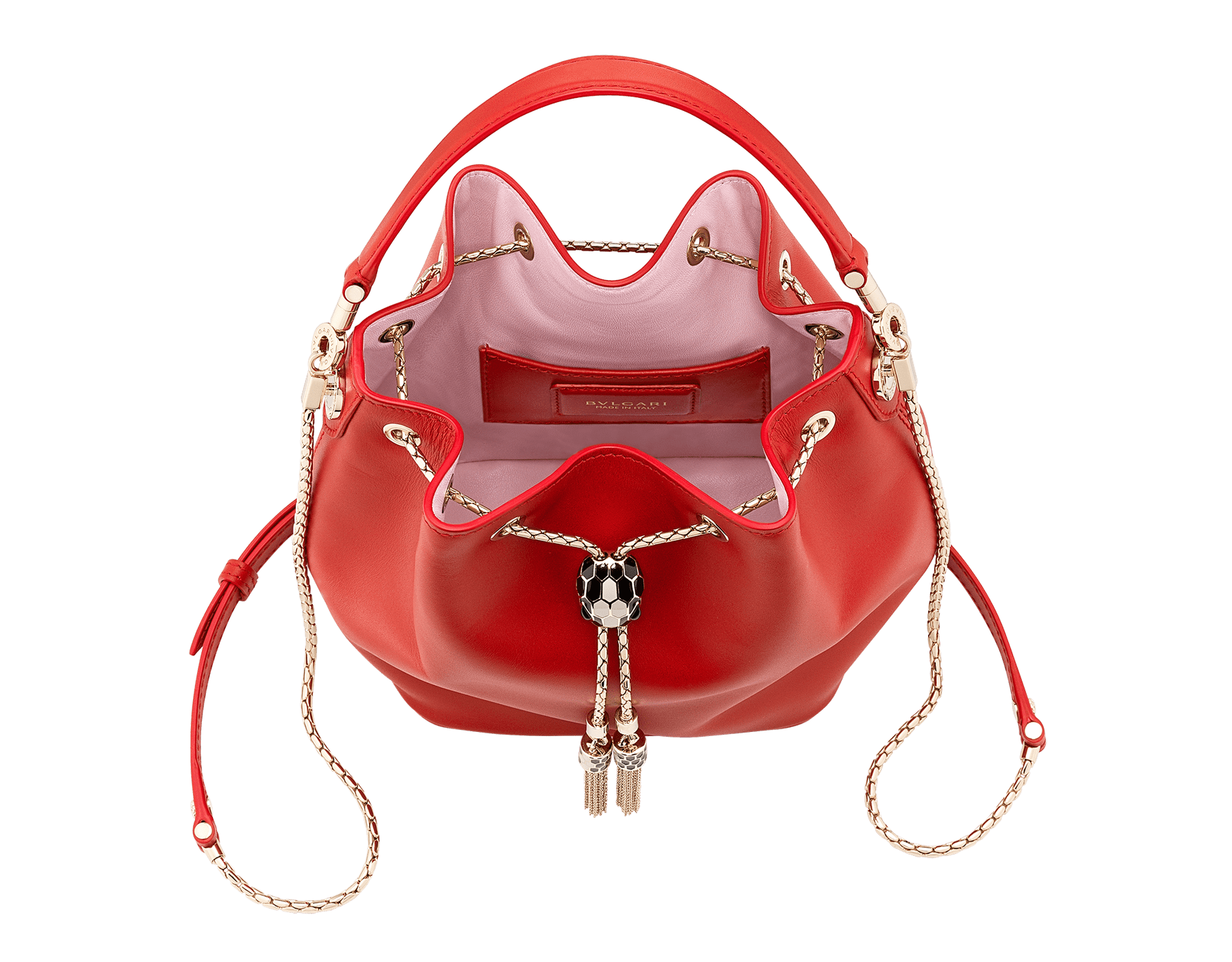 bucket bag red lining