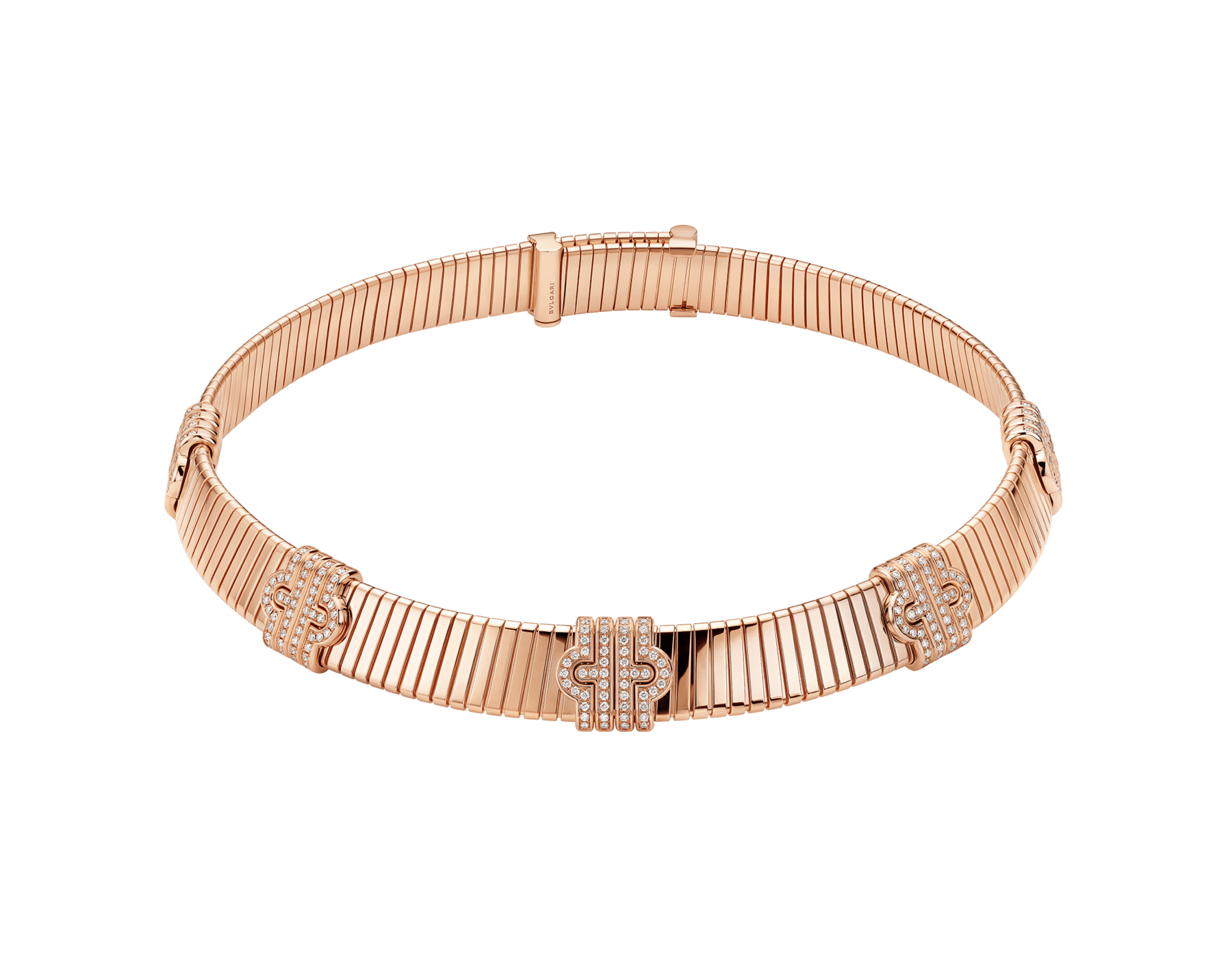Bvlgari Tubogas 項鍊，18K 玫瑰金材質，飾以密鑲鑽石。 361525 image 1