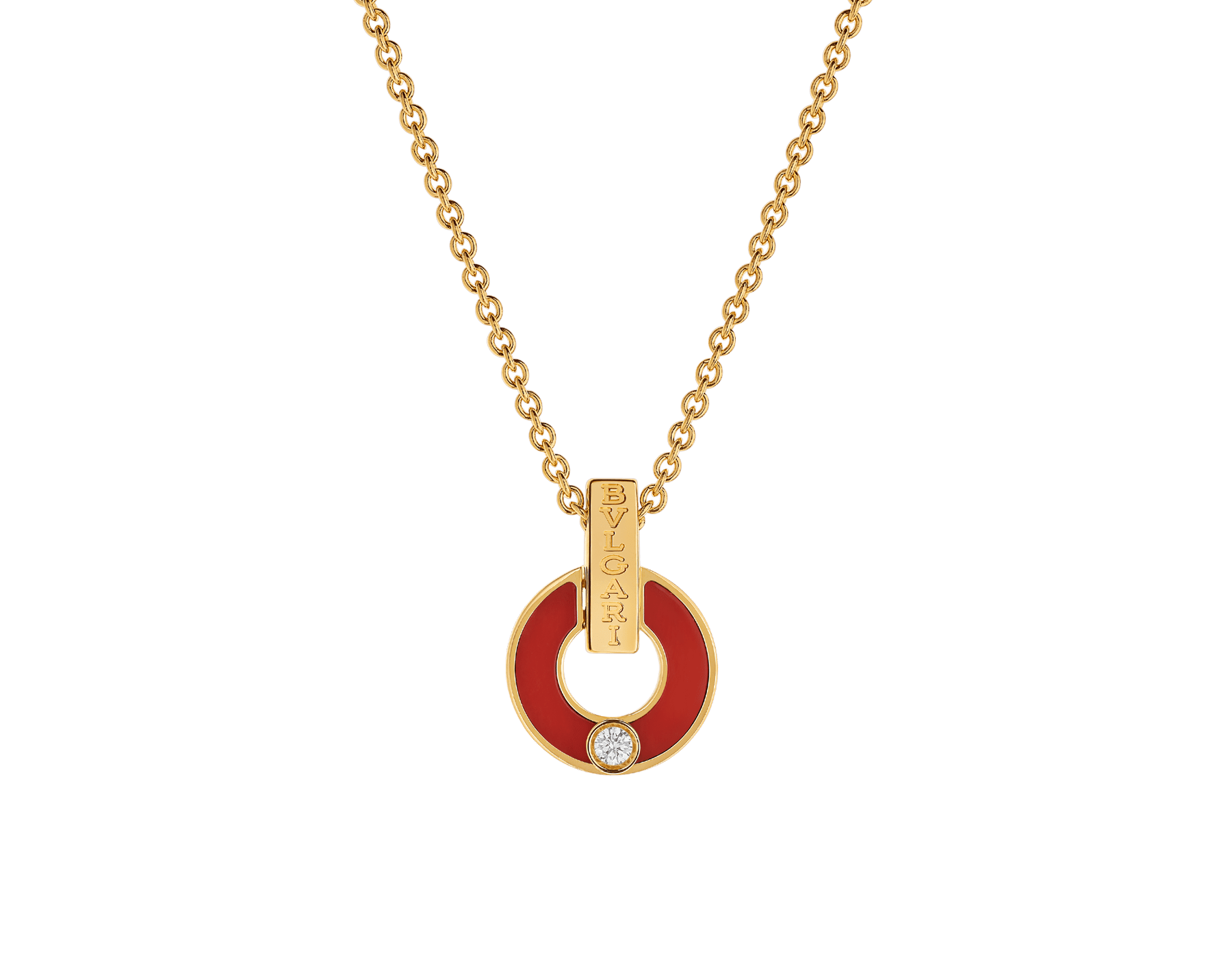 Yellow gold BVLGARI BVLGARI Necklace Red with 0.06 ct Diamonds