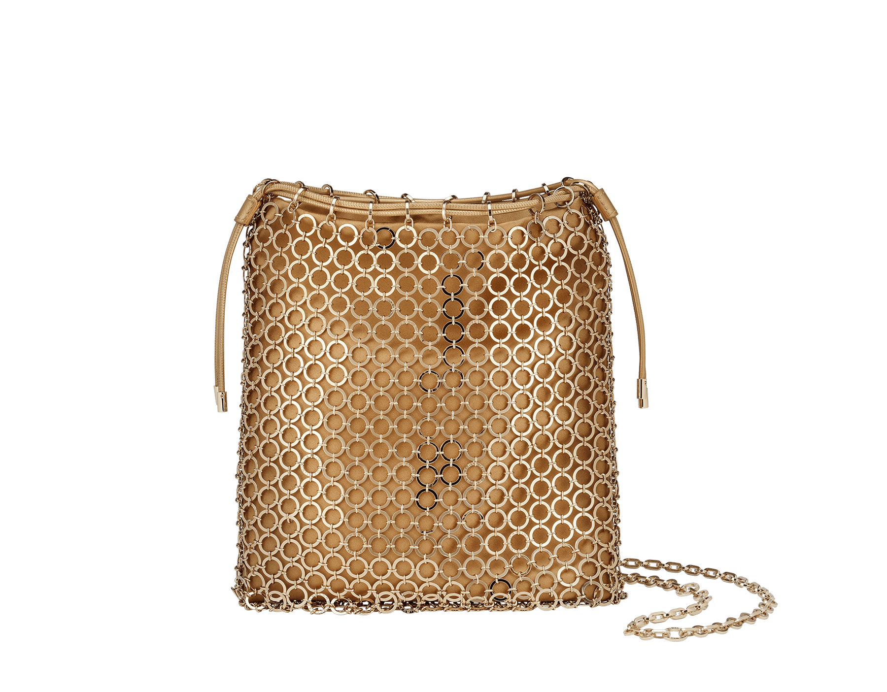 Bulgari Cocktail clutch with light gold-plated brass heritage mesh and light gold satin inner layer. 291695 image 1