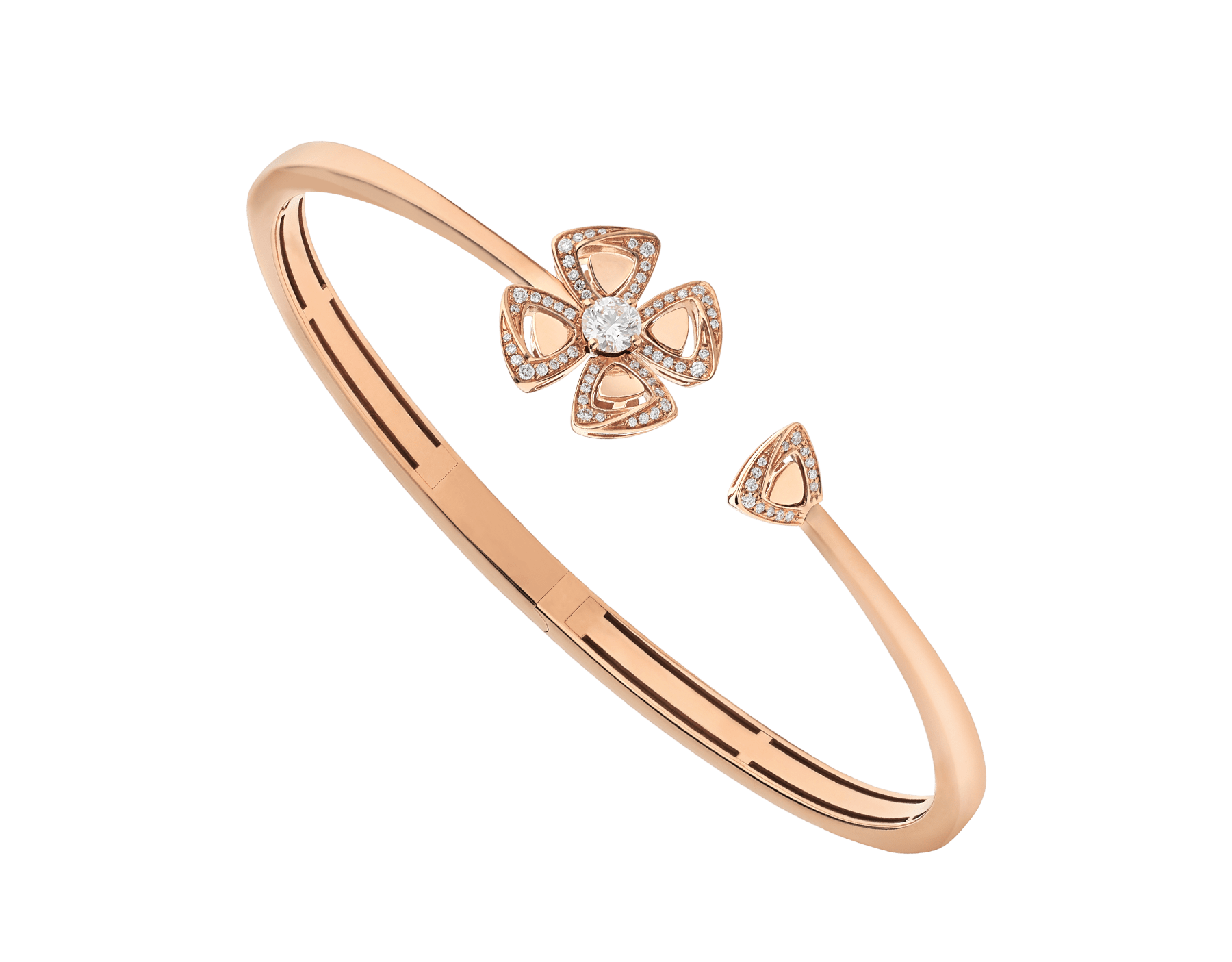 Fiorever 18 kt rose gold bracelet set with a central diamond and pavé diamonds. BR858672 image 1