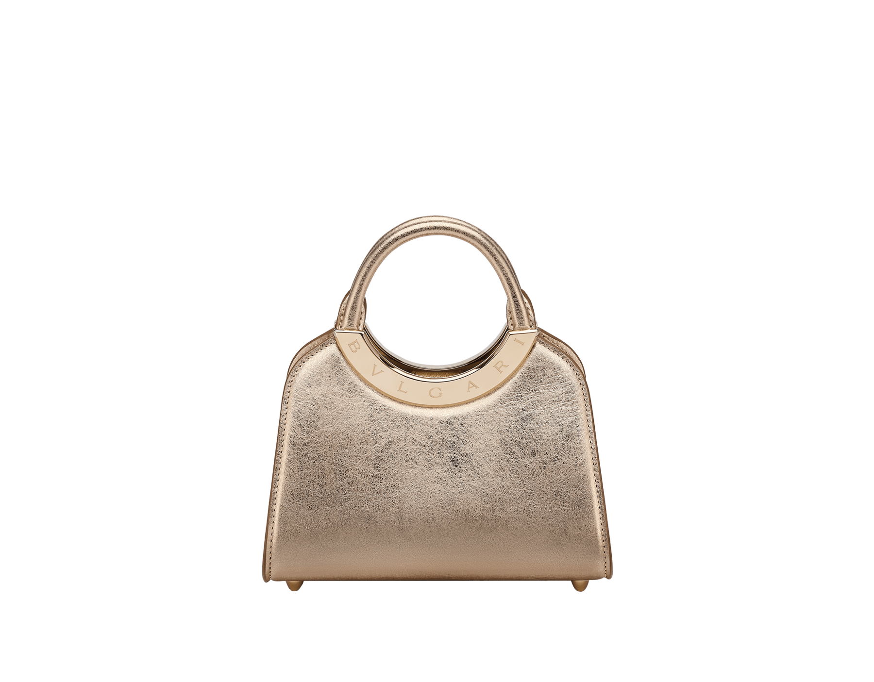 Bvlgari Roma Mini-Henkeltasche aus Metropolitan-Kalbsleder in Flash Diamond White mit Futter aus Nappaleder in Milky Opal. Ikonisches Metalldetail aus palladiumbeschichtetem Messing mit graviertem Bvlgari Logo und magnetischem Druckknopfverschluss. BVR-001-1310XS-CALF image 1