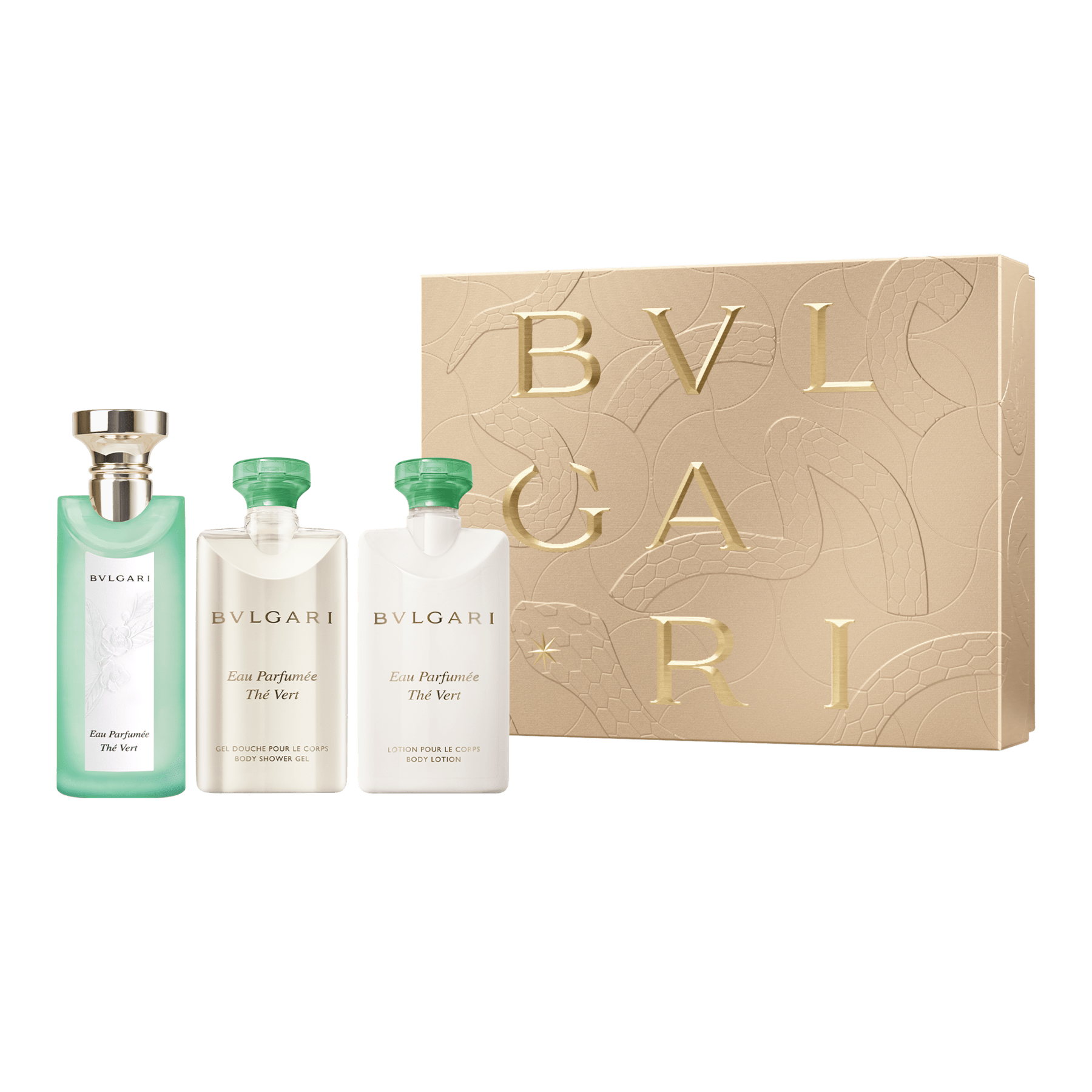 Immerse yourself into the enchantment of the Christmas season and celebrate the magic of gifting with the Eau Parfumée Thé Vert Christmas set containing a 75 ml Eau de Toilette, a 75 ml Body Lotion and a 75 ml Shower Gel. 42697 image 1