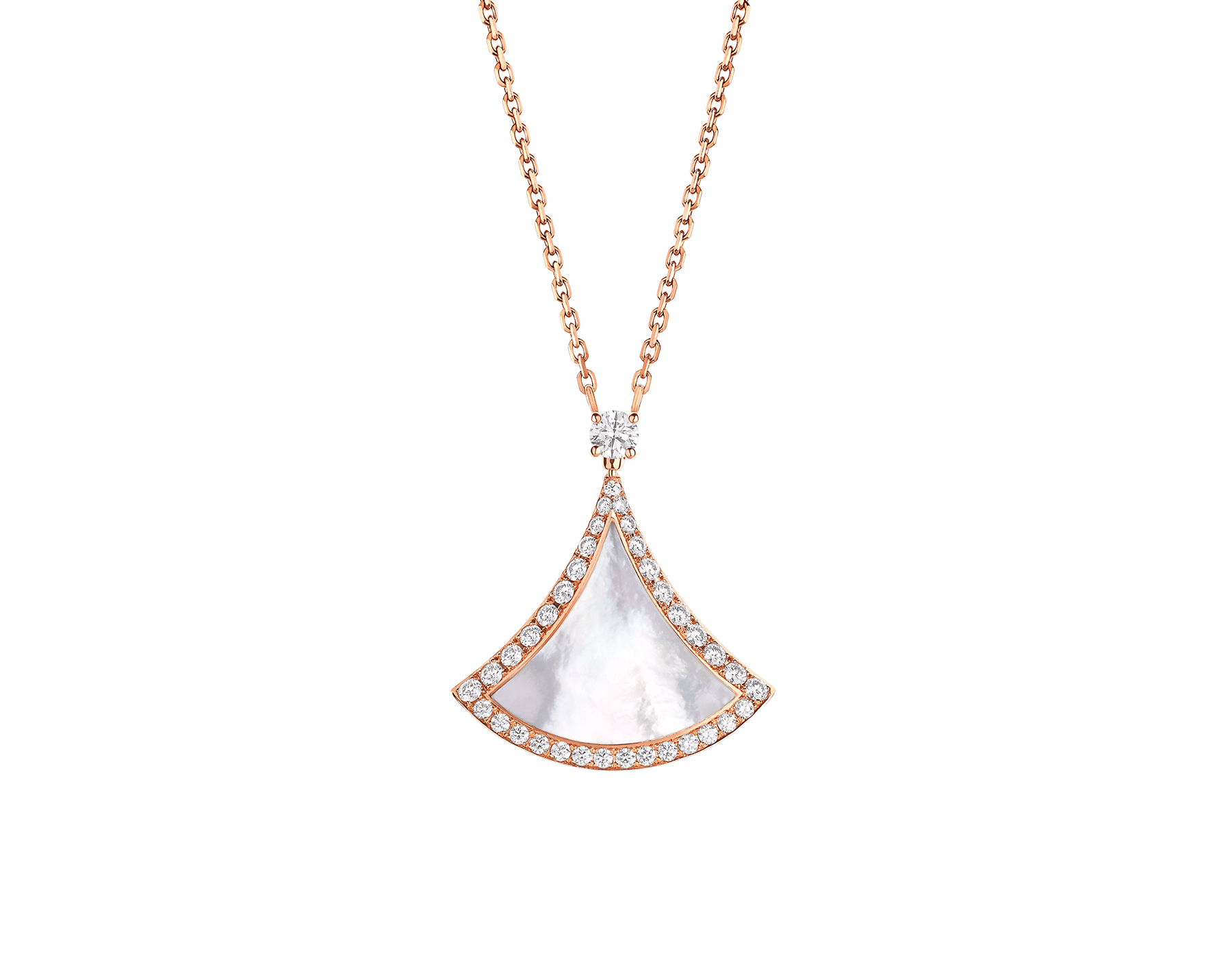 DIVAS’ DREAM Halskette mit Anhänger aus 18 Karat Roségold mit einem Perlmutt-Element und Diamant-Pavé 358671 image 1