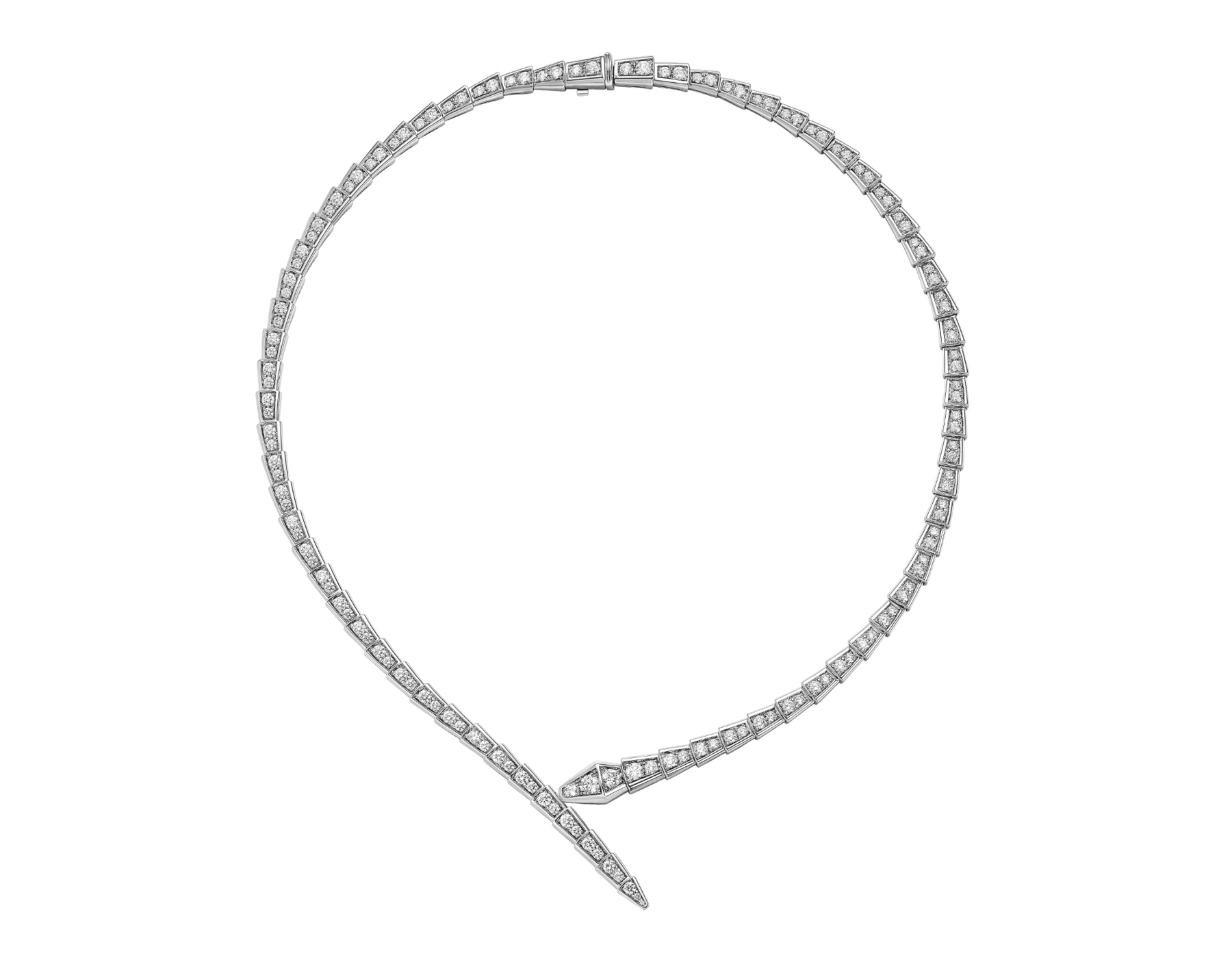 Serpenti Viper 18 kt white gold necklace set with pavé diamonds CL859329 image 1