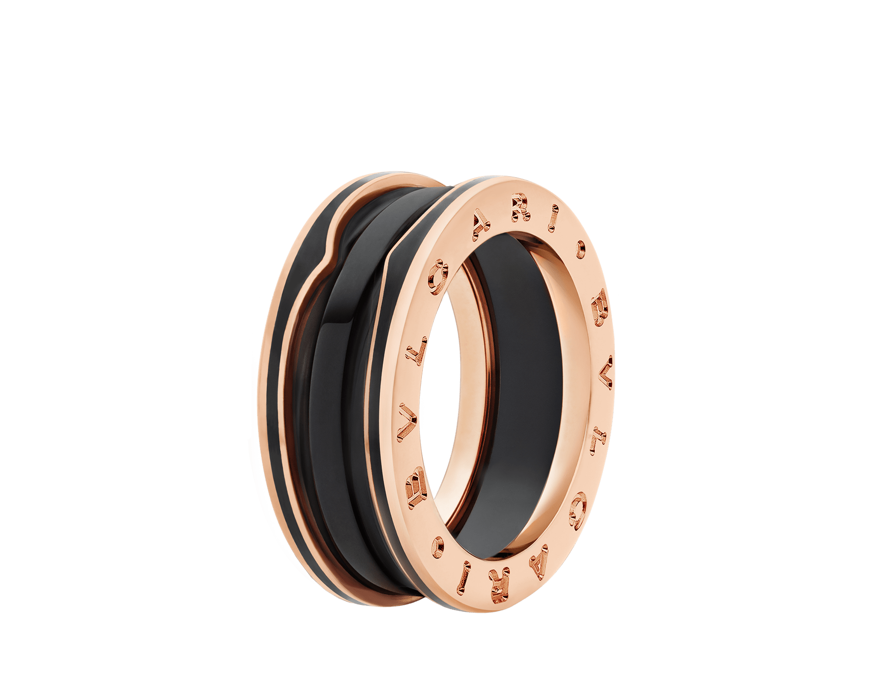 gouden Verslaafde Kwelling B.zero1 Two Band Ring Rose gold and Matte Black Ceramic | Bulgari Official  Store