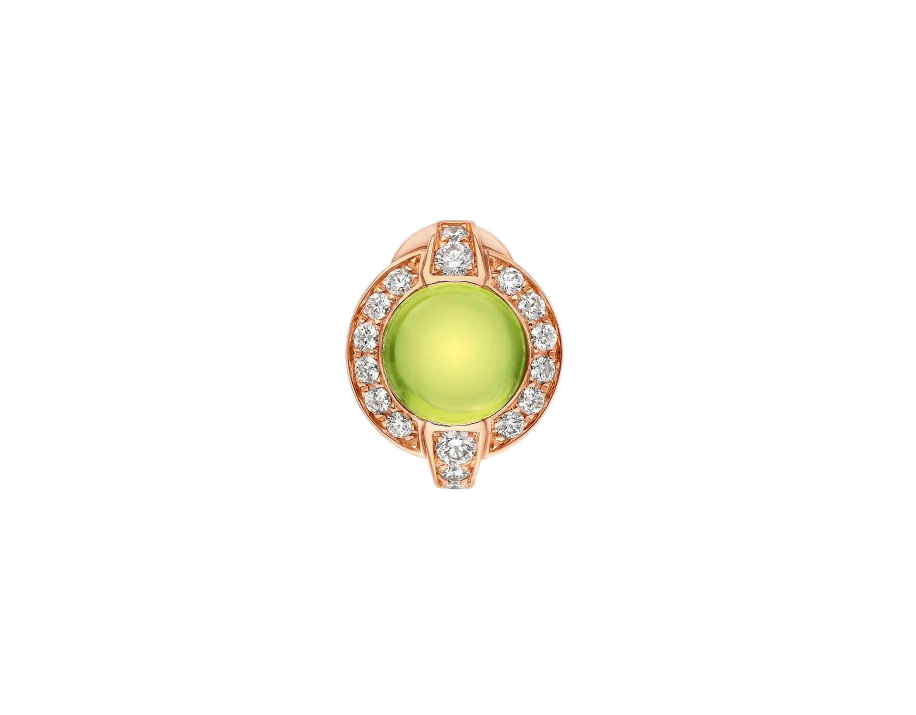 Bvlgari Tubogas 單邊針式耳環，採用 18K 黃金，鑲飾蛋面型切割橄欖石，周圍鑲飾密鑲鑽石。 361453 image 1