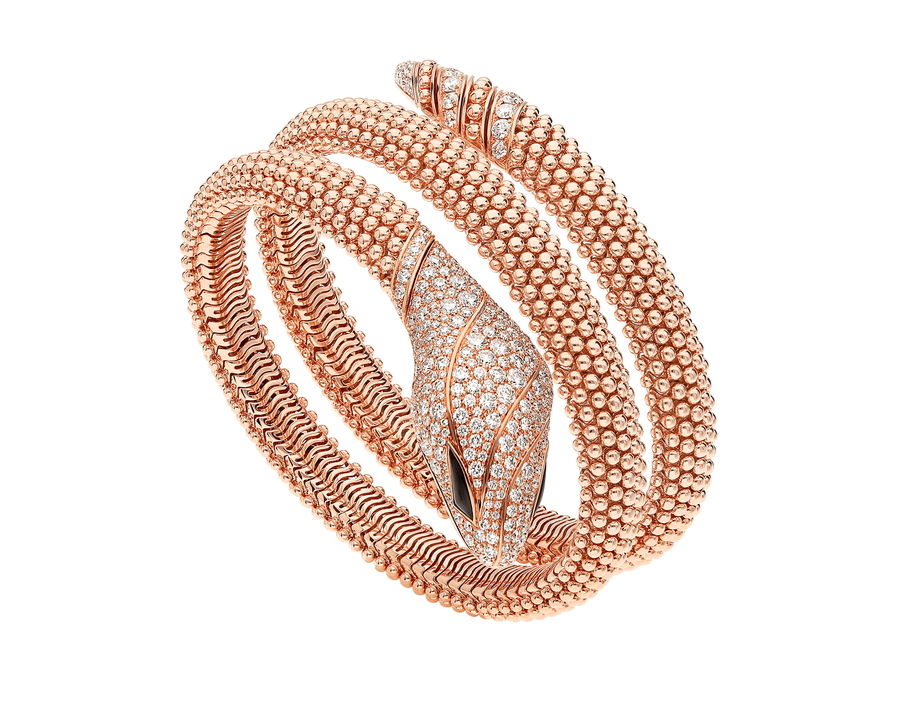 Serpenti Pallini 18 kt rose gold bracelet set with pavé diamonds on the head and tail, and black onyx eyes BR859166 image 1