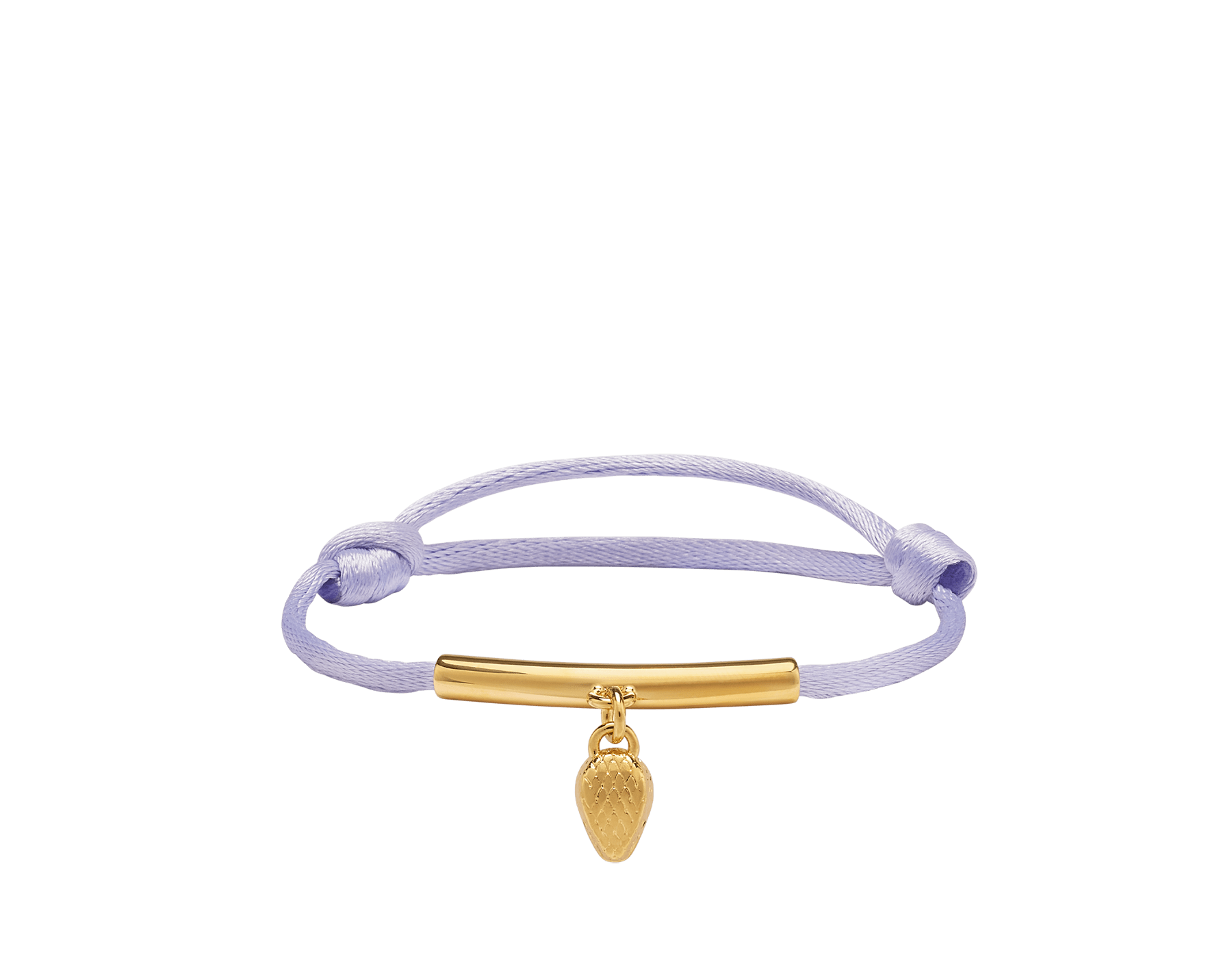 Serpenti Forever bracelet in Sahara amber light brown fabric. Gold-plated brass tubular element and captivating snakehead charm embellished with red enamel eyes. SERP-HERMINISTRING image 1