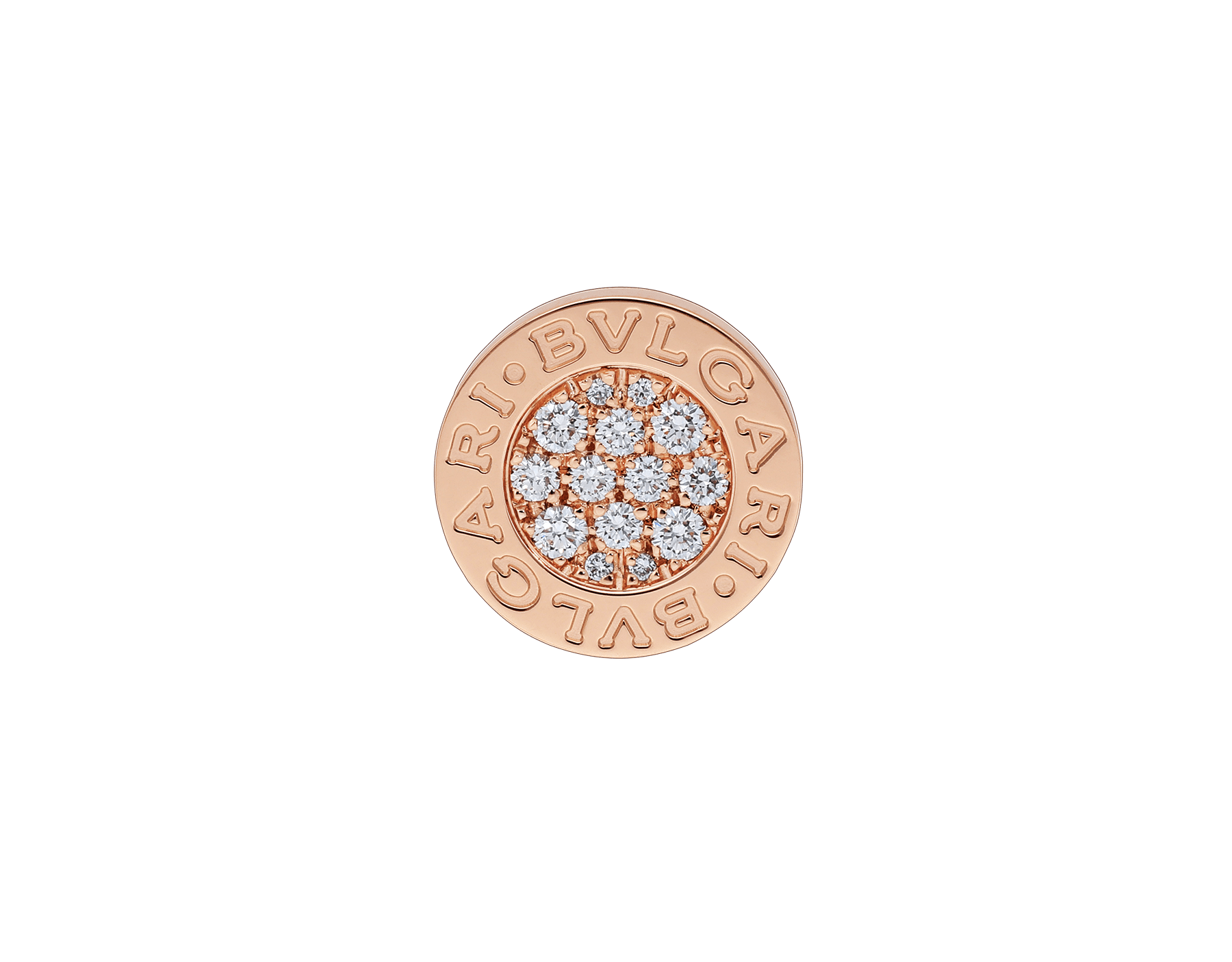 ブルガリ・ブルガリ 18Kピンクゴールド製 シングル ピアス イヤリング（片耳用）。パヴェダイヤモンドをあしらっています。刻印を施してパーソナライズ可能（オンラインショップ限定サービス）。 354731 image 1