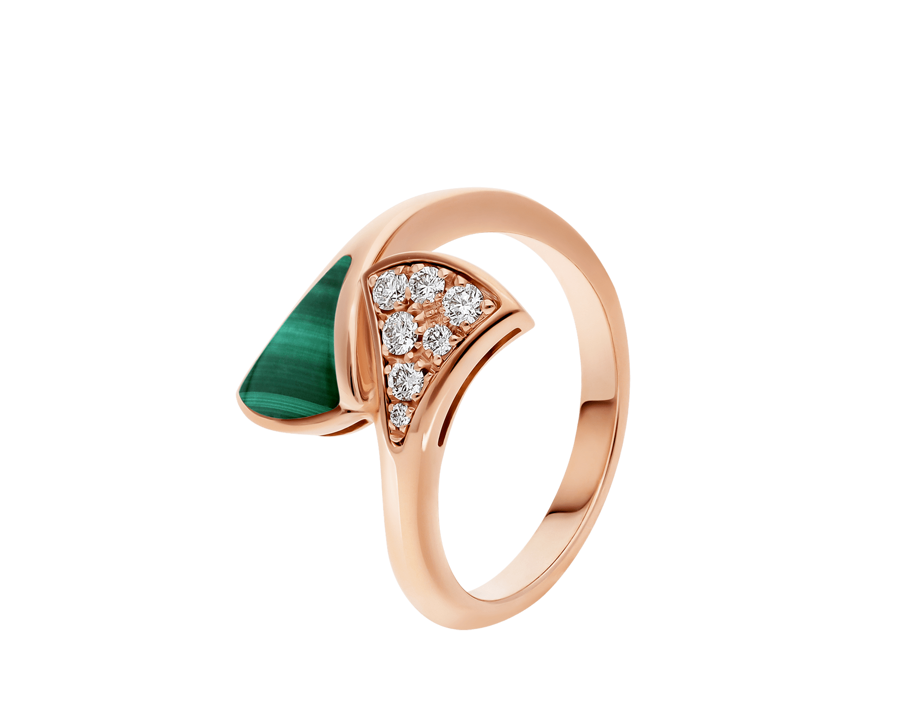 Rose gold DIVAS’ DREAM Ring Green with 0.08 ct Diamonds,Malachite ...