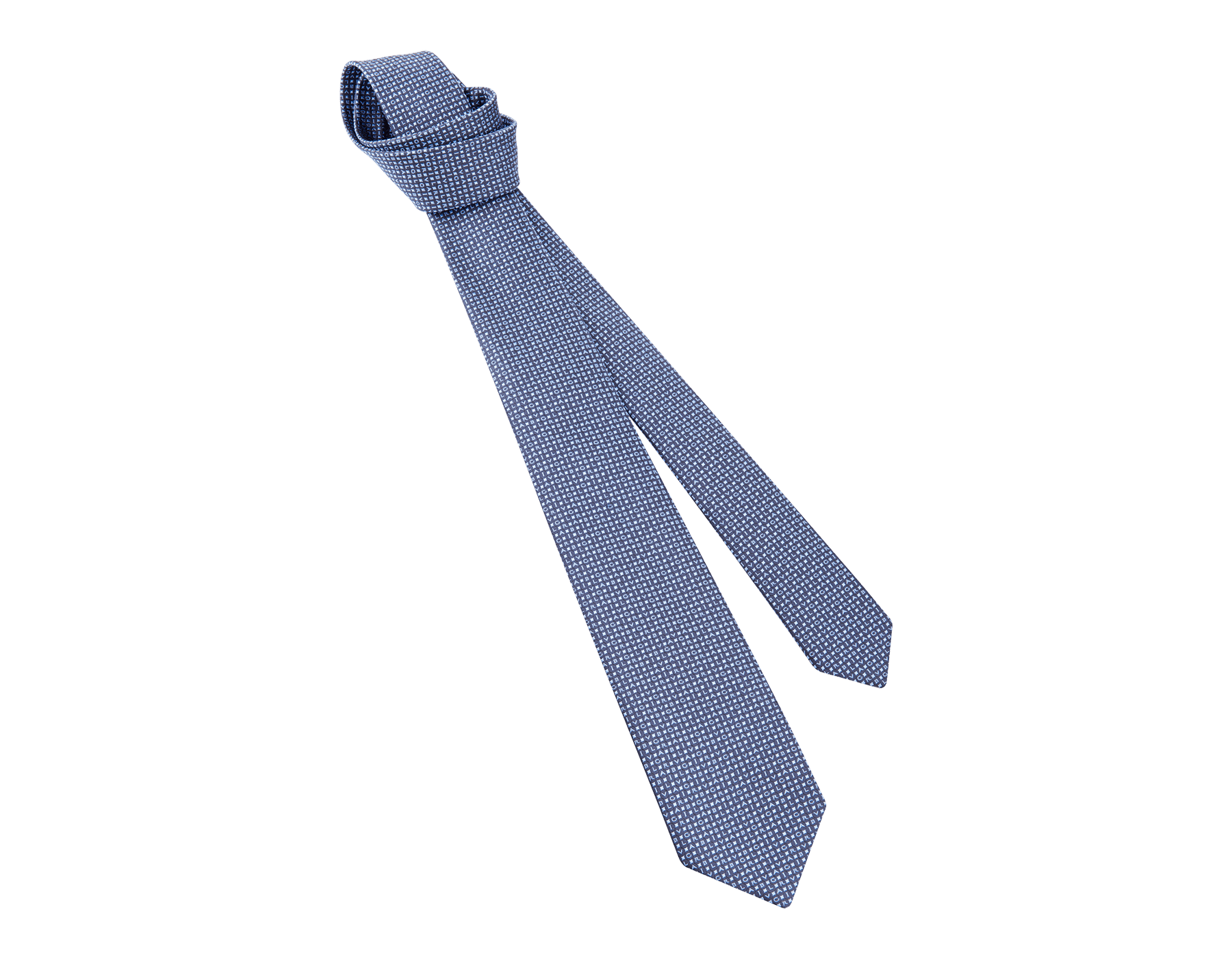 Raspberry agate Logo Bulgari Alphabet pattern tie in fine jacquard silk. Handmade. 8 cm. - 3.1 BVLGARIALPHABET image 1