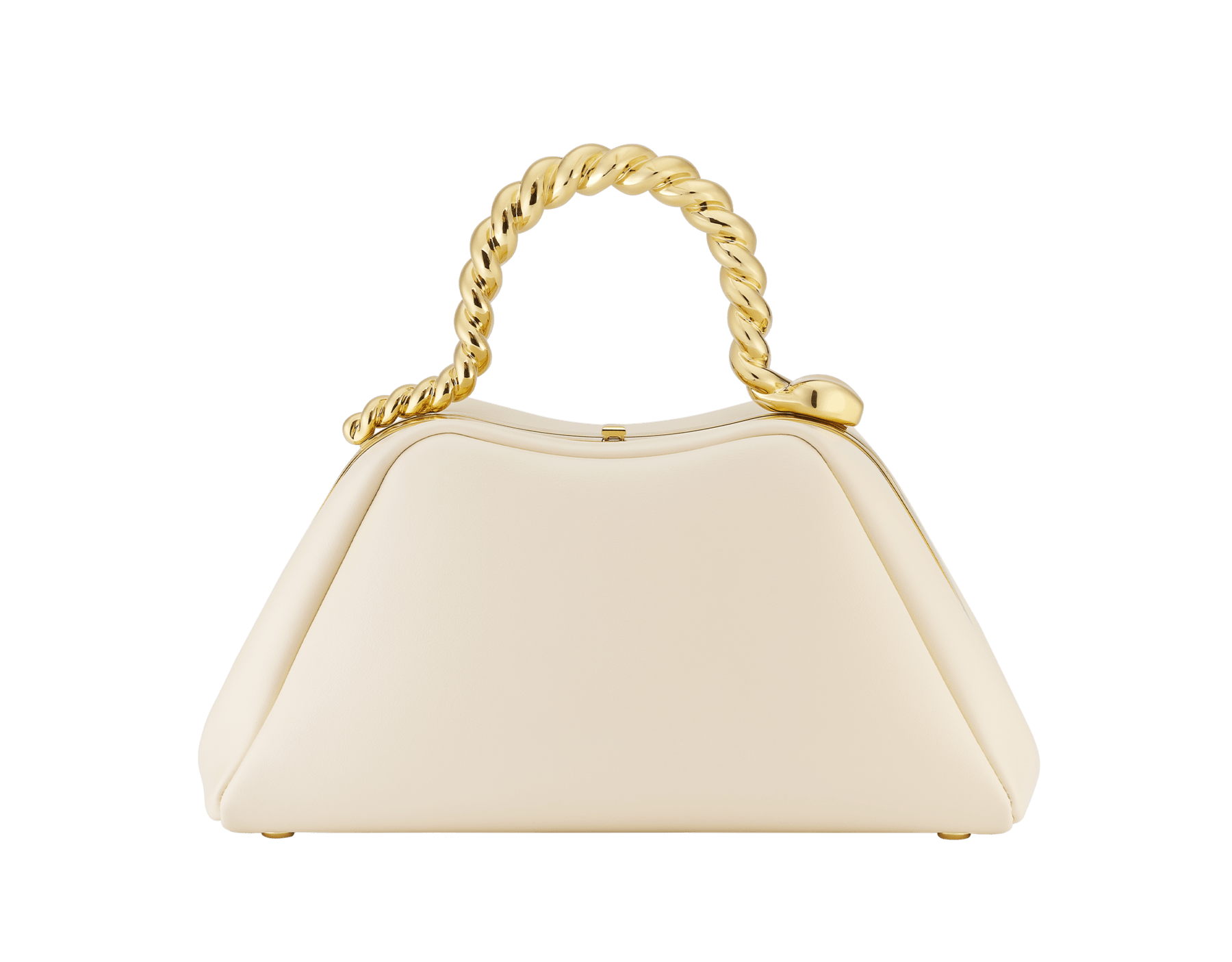 Geraldine Guyot x Bvlgari Serpentine small top handle bag in chestnut opal nubuck leather with chestnut opal nappa leather lining. Reimagined snake body-shaped top handle in gold-plated brass with press-button closure. SRN-001-1268S-GG image 1