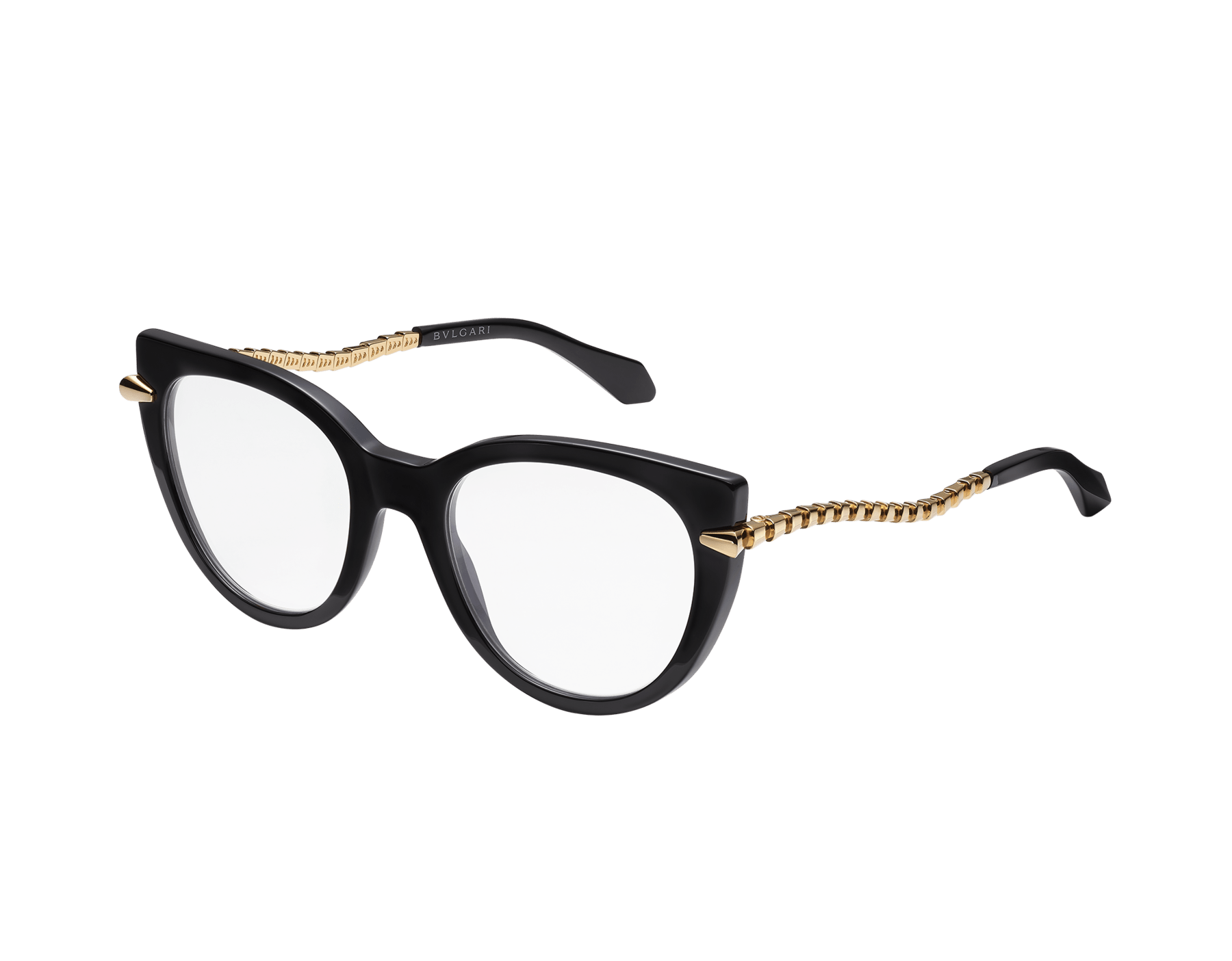 Serpenti Viper cat-eye acetate glasses with gold-finished temples and blue light filter lenses 904300 image 1