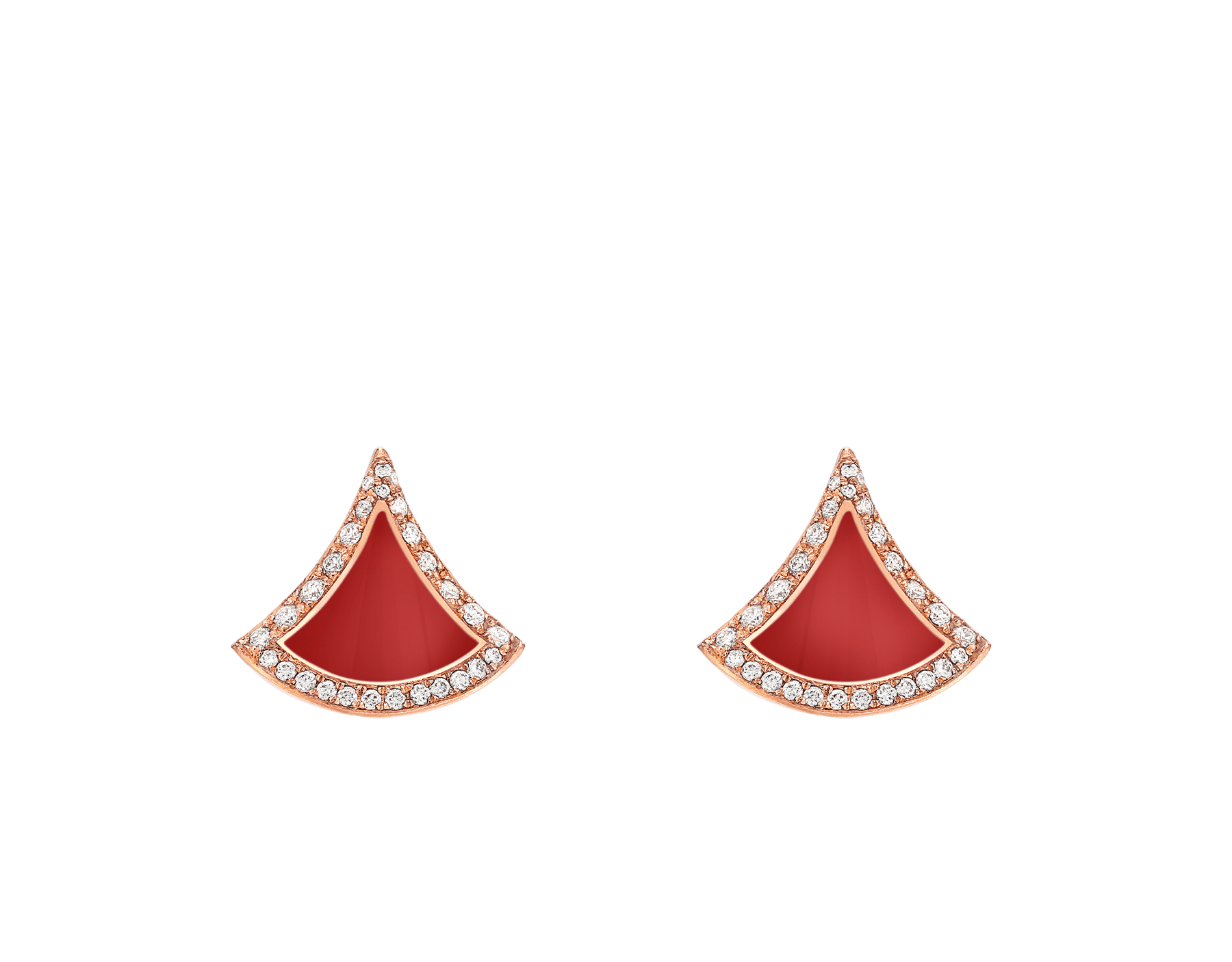 Divas' Dream 18 kt rose gold earrings set with carnelian elements and pavé diamonds 360092 image 1