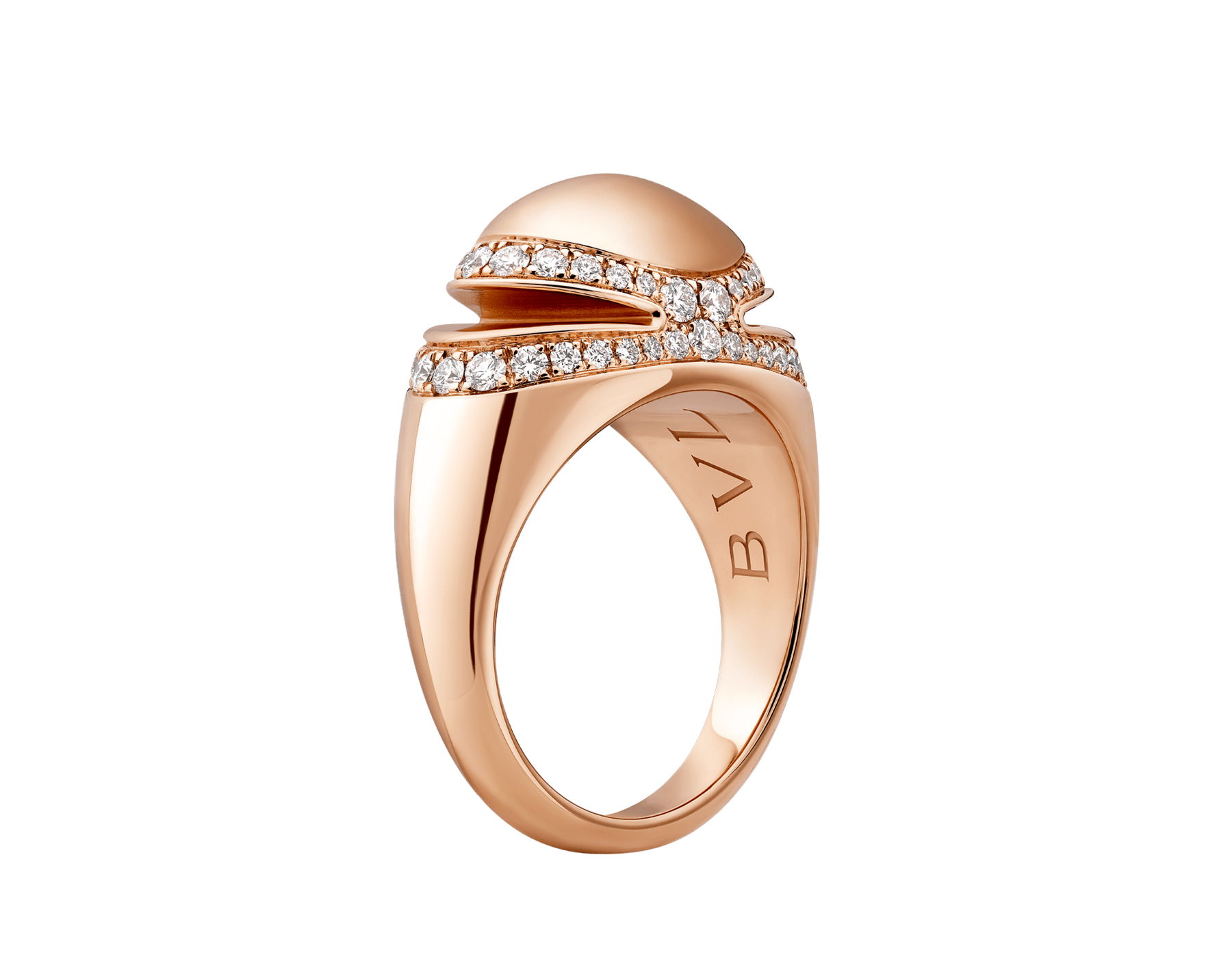 Bvlgari Cabochon 戒指，18K 玫瑰金材質，飾以半密鑲鑽石。 AN860280 image 1