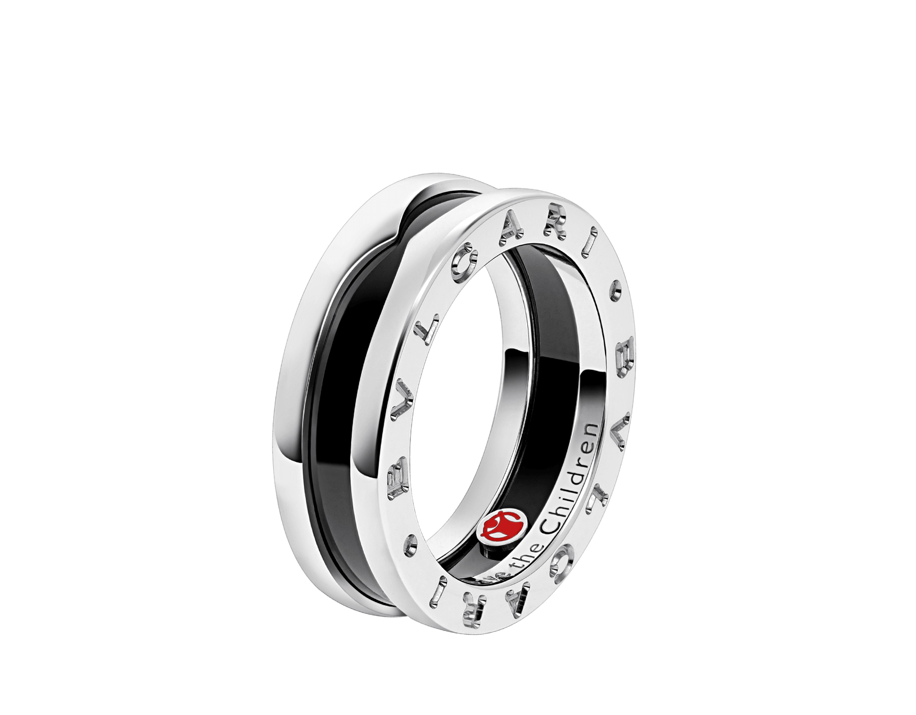 Save the Children one-band sterling silver ring with black ceramic AN855770 image 1